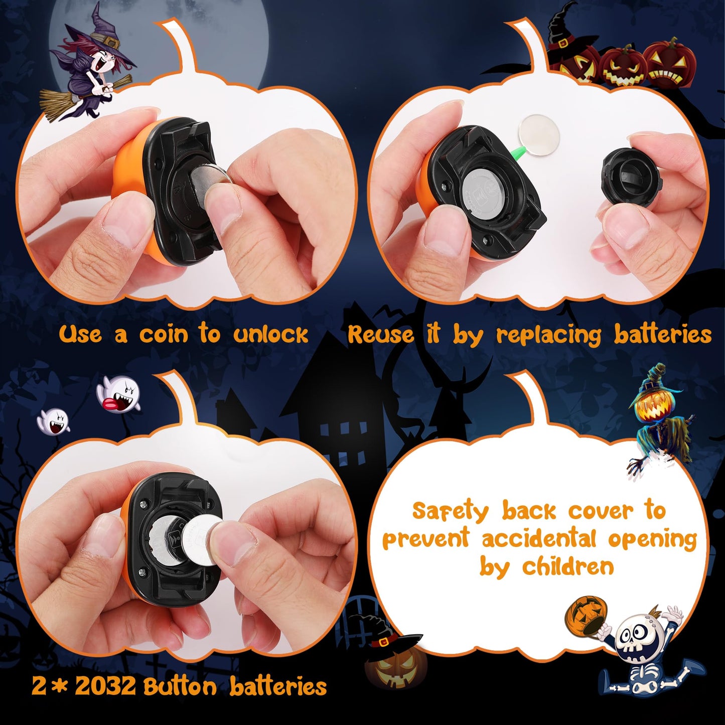 Everbrite Halloween Pumpkin Headlamp 5 Pack 2 Modes Led Head Lamp Adjustable Headband Pumpkin Lights Party Favors Orange Spot & Strobe Lights Halloween Gifts