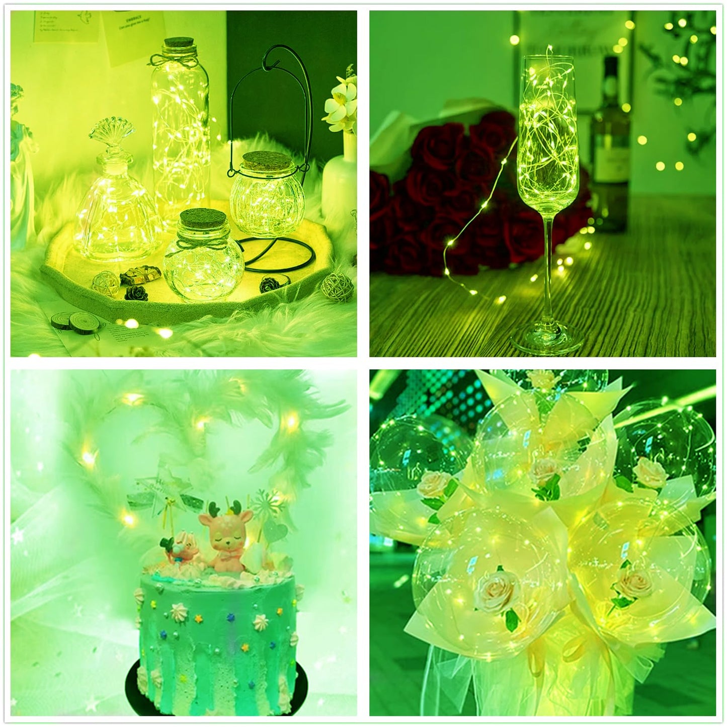 Ranlraka St. PatrickS Day 7Ft Green Fairy Lights, 20 Led, Battery Operated, Waterproof, 3 Speed Modes, Copper Material