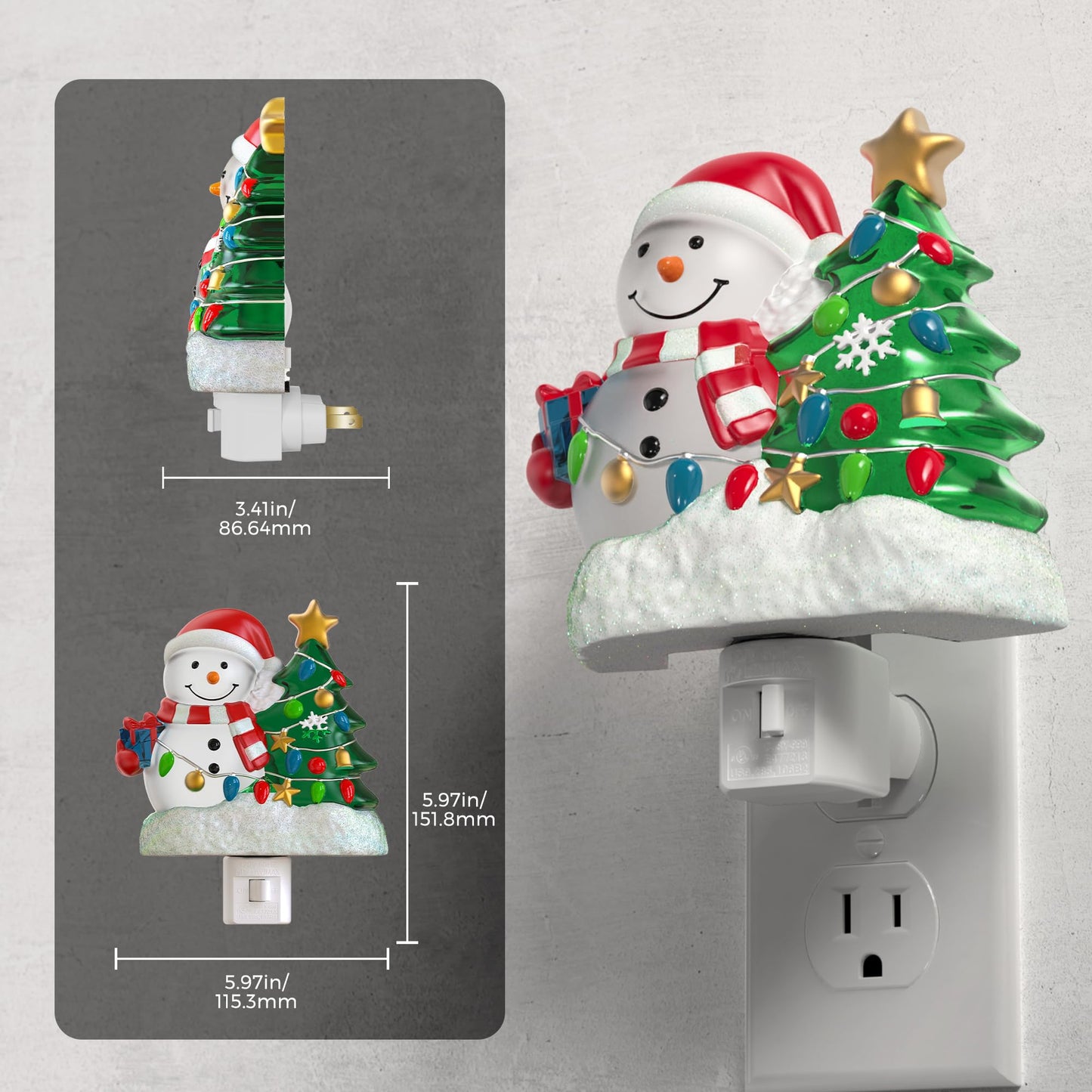 L Lohas Led Christmas Night Lights Plug Into Wall 5000K Daylight 360?Rotatable Christmas Tree & Snowman Nightlight Night Light For Kids Ideal For Christmas Home Decor 1 Pack