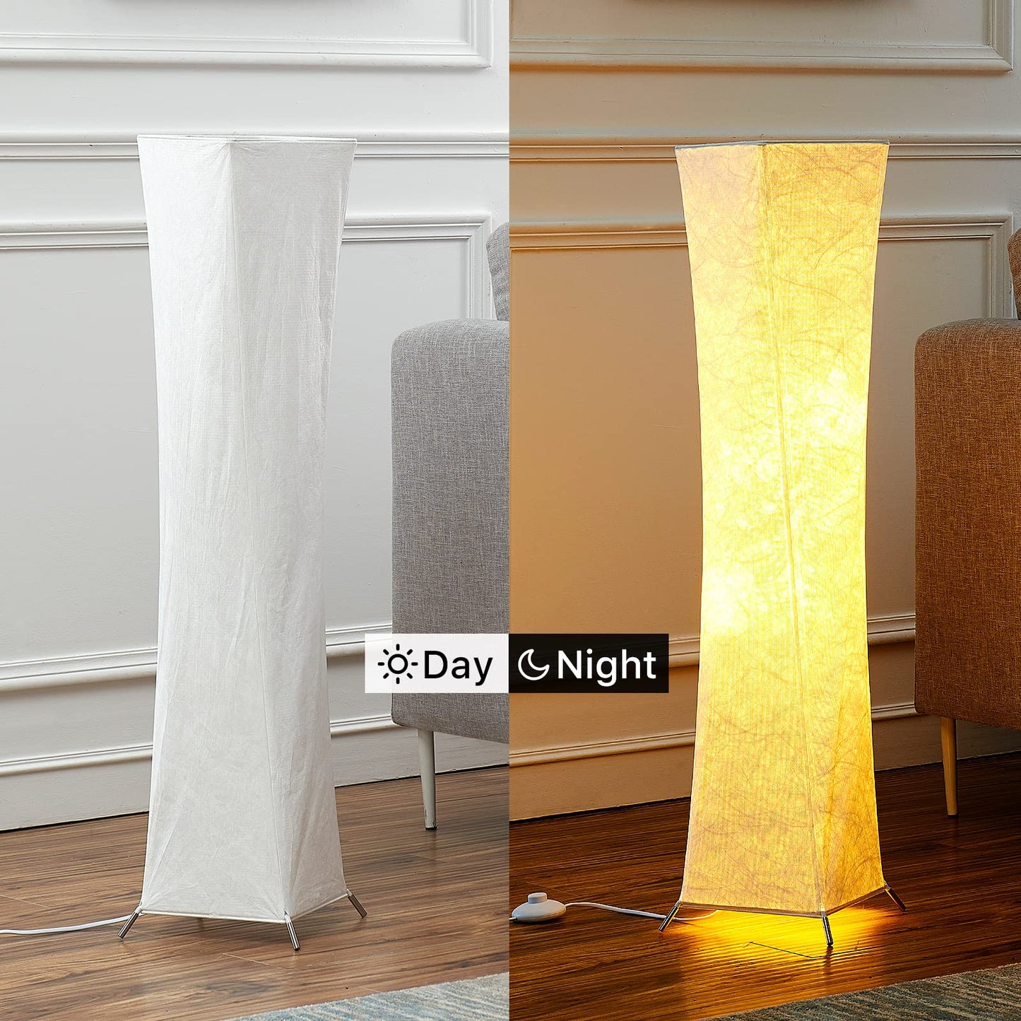 Chiphy Dimmable Floor Lamp - 39 Xs Tall Standing Light, 12Wx2 Led Bulbs, White Fabric Shade, Model Sf213-107(A)
