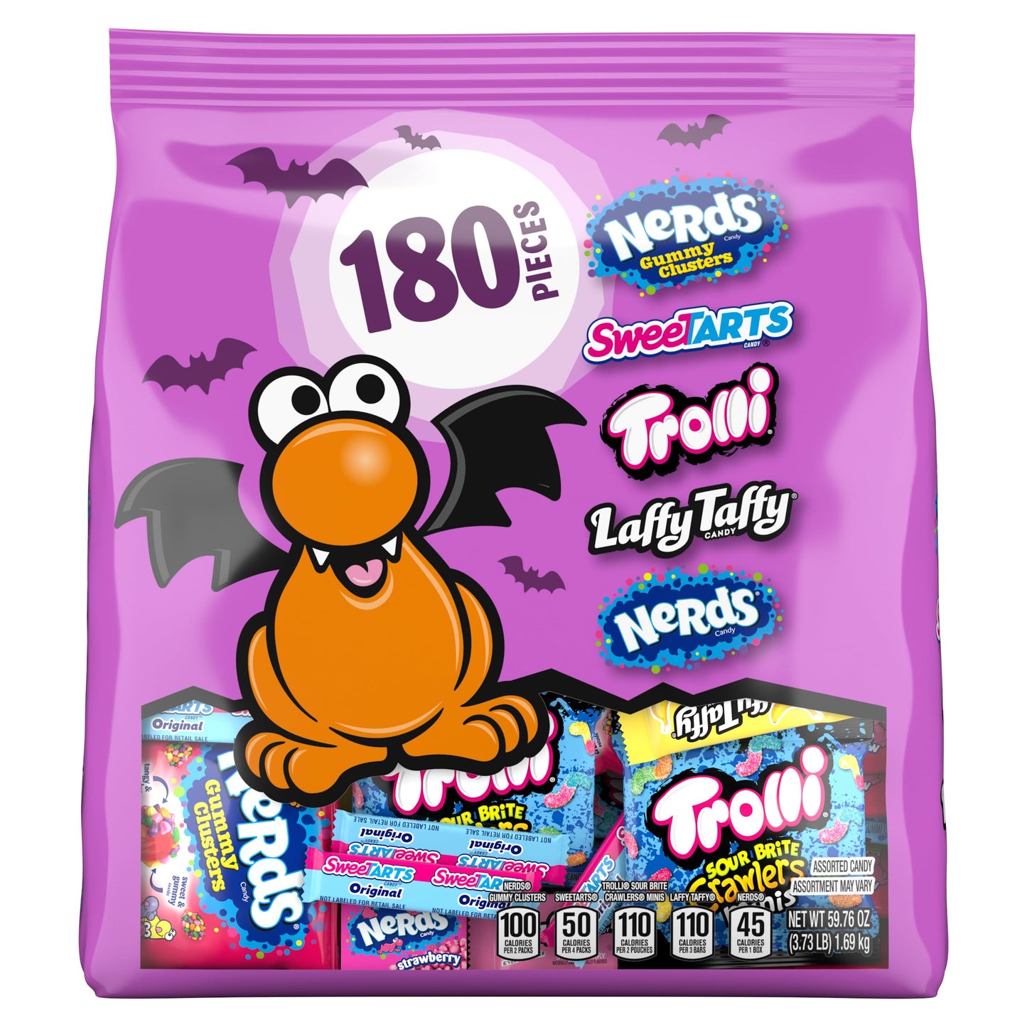 Halloween Candy Core Winners Trick-or-Treat Variety Bag Nerds Gummy Clusters Sweetarts Trolli Laffy Taffy and Nerds Original 180 Pieces 59.76 Ounces