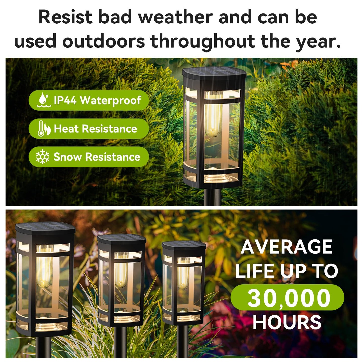 Excmark 8 Pack Solar Lights Outdoor Waterproof For Garden Pathway Walkway Driveway Yard Lawn Decorative Landscape Lighting. (Warm White Light 8)