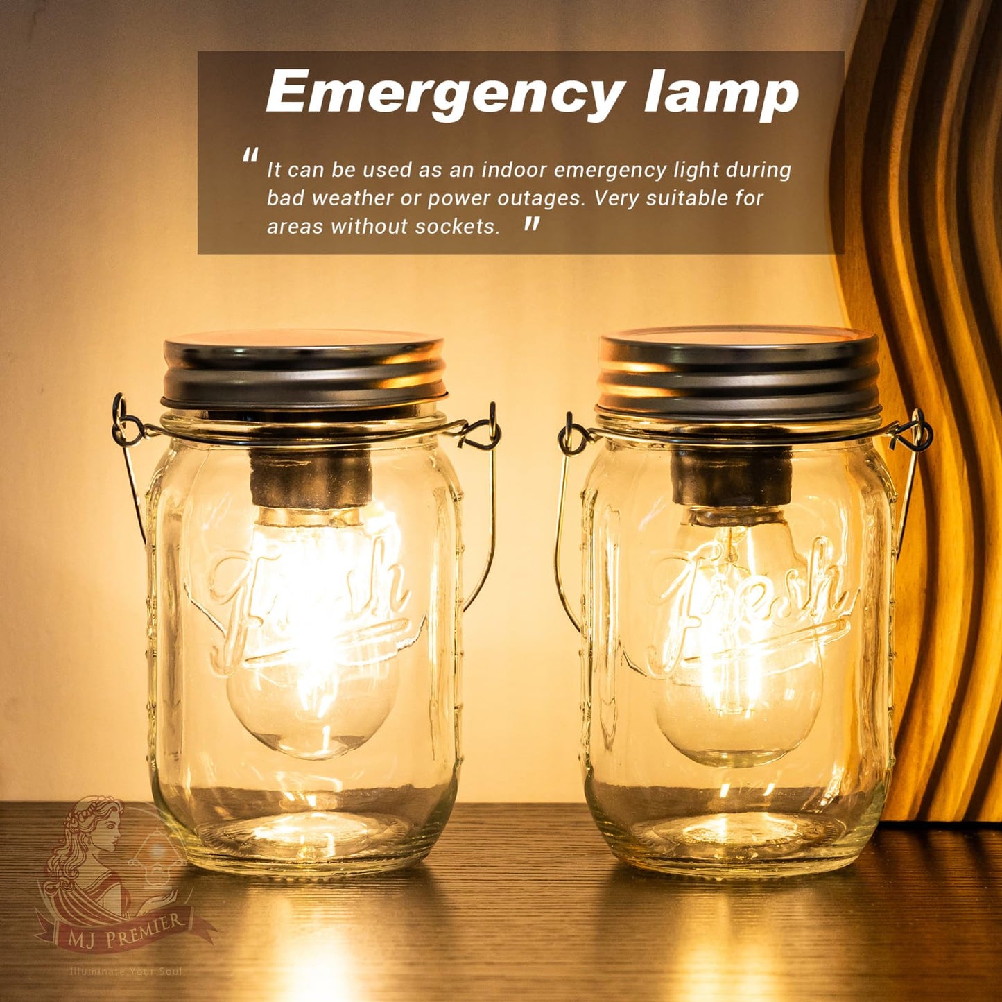MJ PREMIER Mason Jar Lights 2-Pack, Battery Operated, LED, With Timer, Transparent Glass, Model 0813