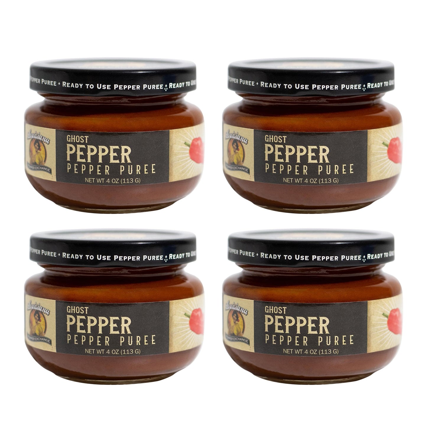 Louisiana Pepper Exchange Ghost Pepper Puree Sauce, Super Hot Chili Spicy Flavor Seasoning, Plant-Based, Gluten-Free, Replaces G