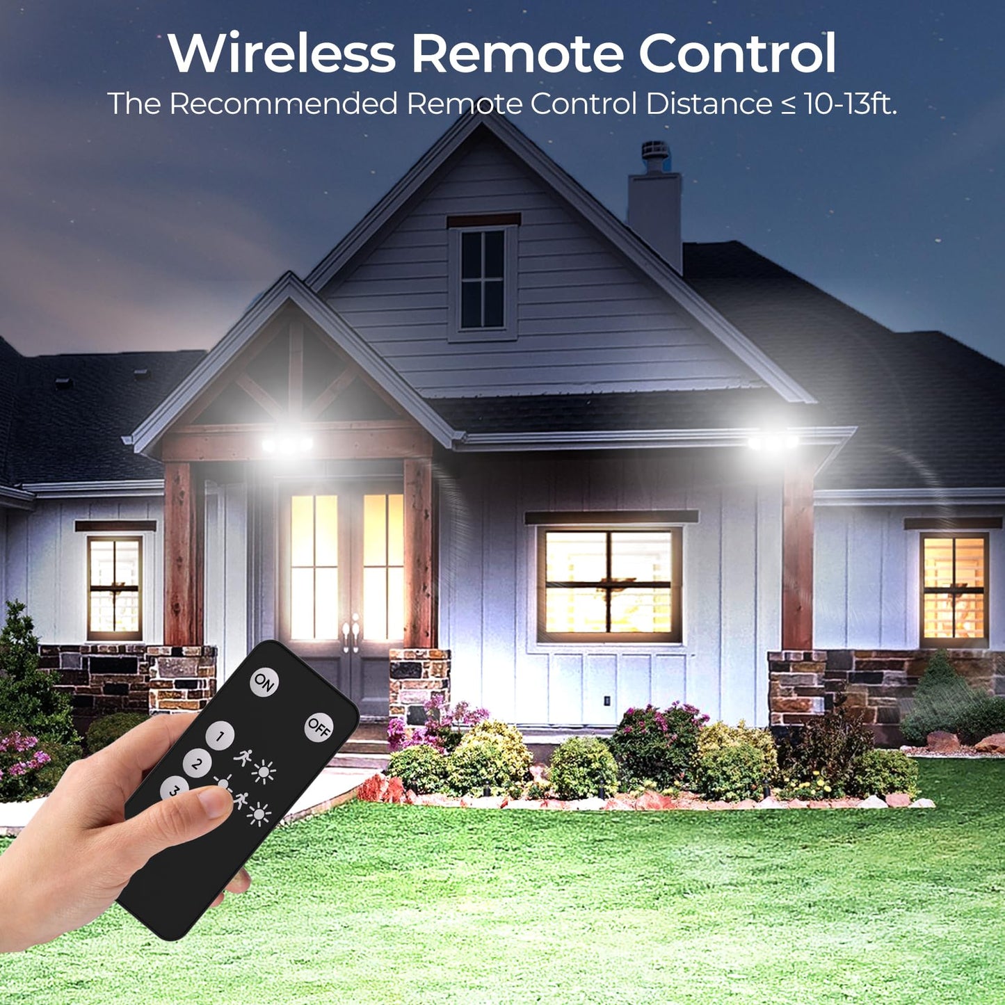CINOTON Solar Motion Sensor Outdoor Lights, 3 Modes LED, Remote Control, IP65 Waterproof, 2 Pack, Black, Model STR-SO-0053