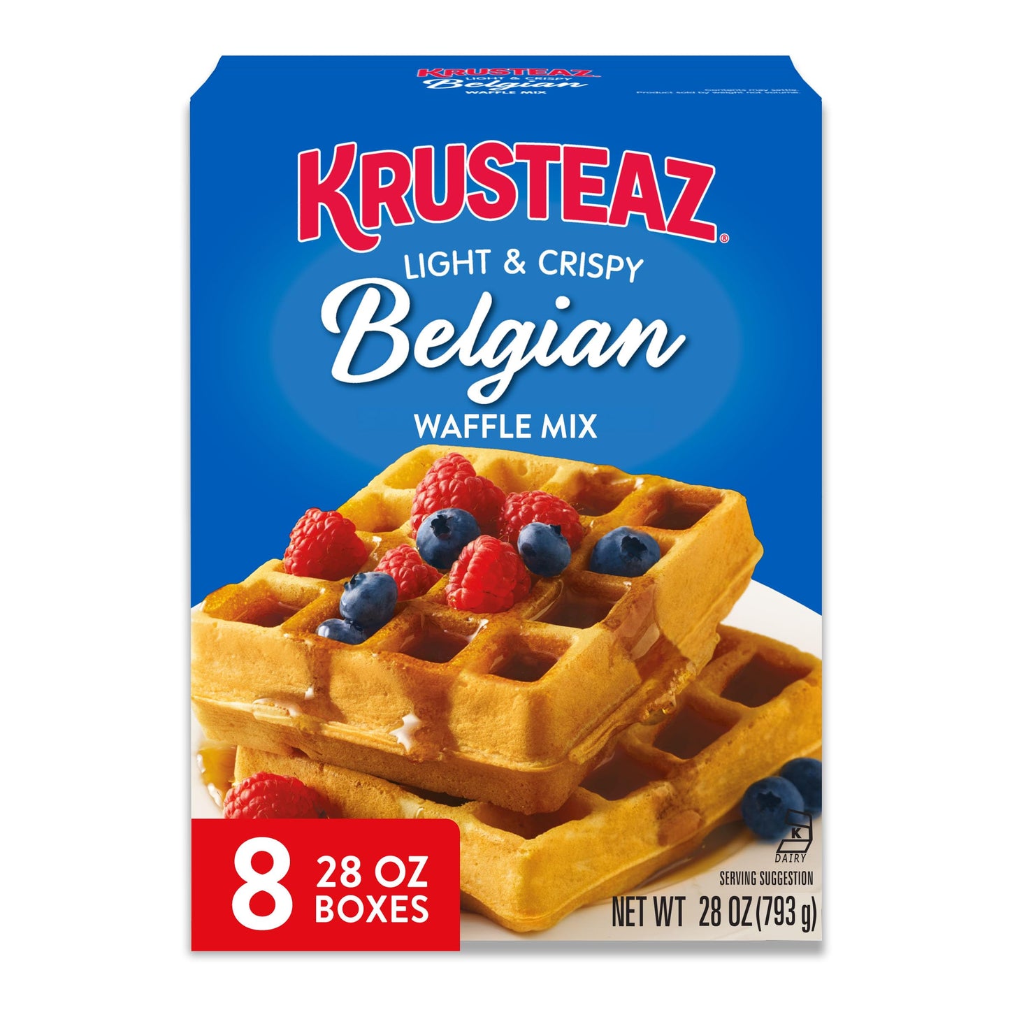 Krusteaz Light and Crispy Belgian Waffle Mix Krusteaz Waffle Mix 28 oz Box (Pack of 8)