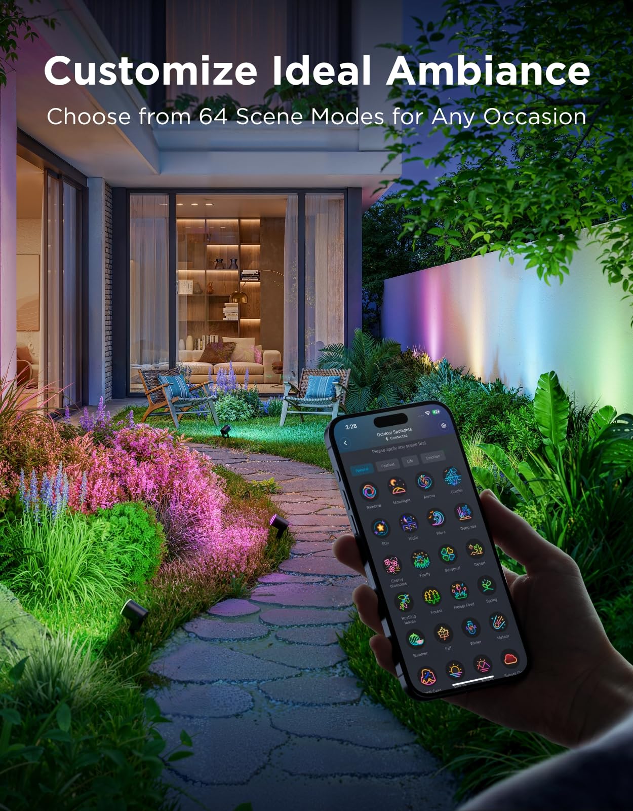 Govee Outdoor Spot Lights, IP67 Waterproof, RGBW Color Changing, 2 Pack, Black, Model H7093