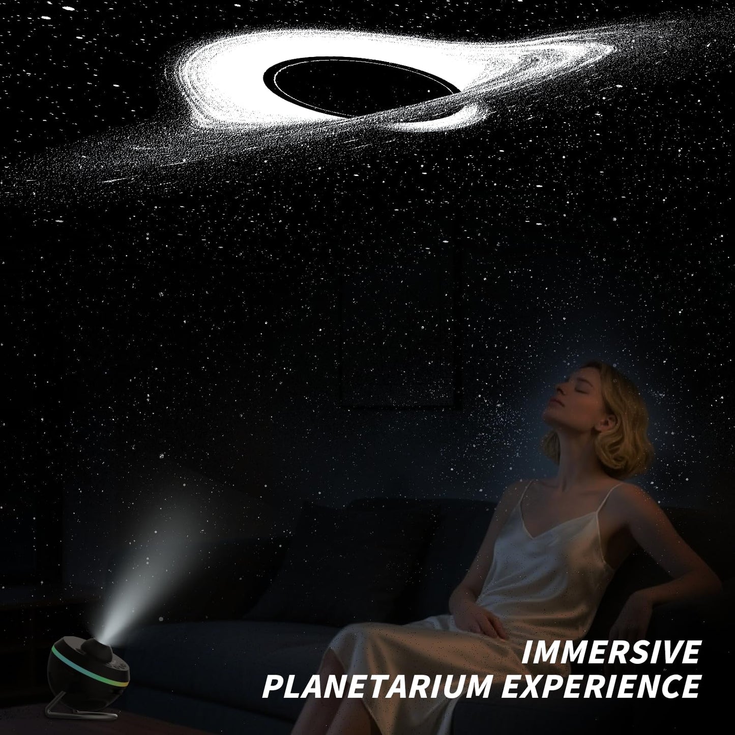Ainael Galaxy Projector Star Projector Home tarium Space Ceiling Starry Sky Night Light With Light Strip Meteor And Galaxy Projector For Kid mature-themed Bedroom Christmas Gift (Black)