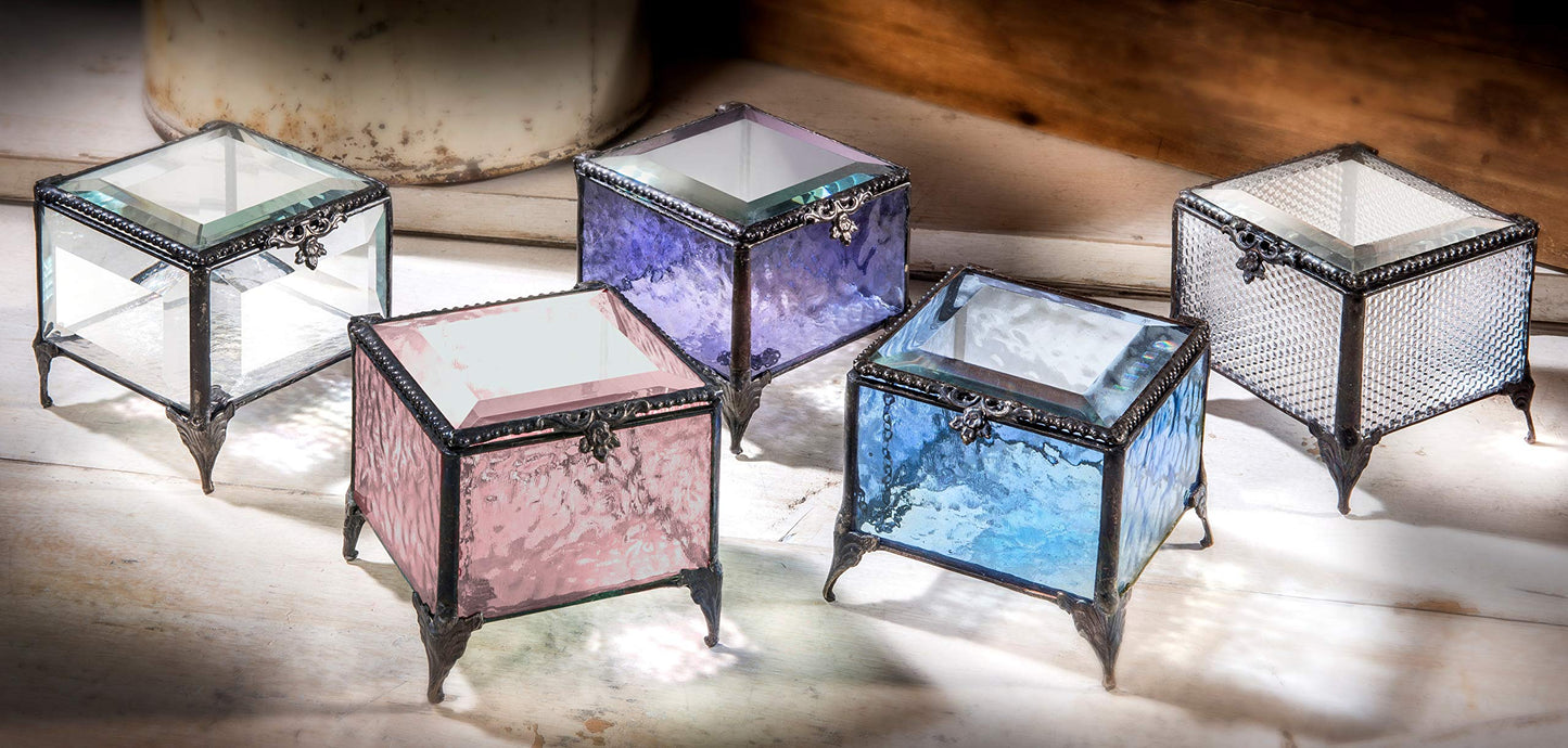 J Devlin - Purple Stained Glass Box Decorative Keepsake Jewelry Display - Box 836