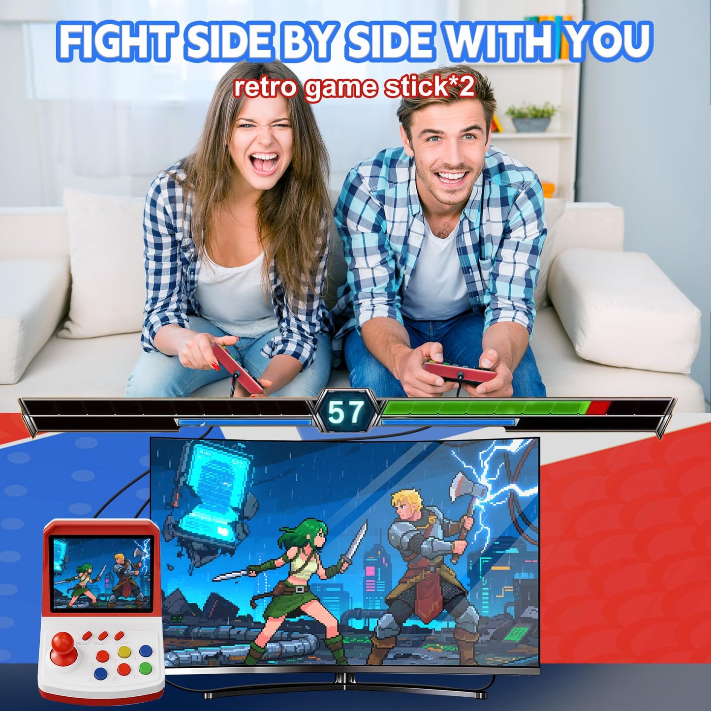 Colourbing A6 Retro Handheld Game Console - Supports 1000+ Games,3.2 Inch Screen,Mini TV-Style,Plug & Play to Big Screen,2-Player Ready - Birthday Gift for Boys and Girls,Video Games for Partner(Red)