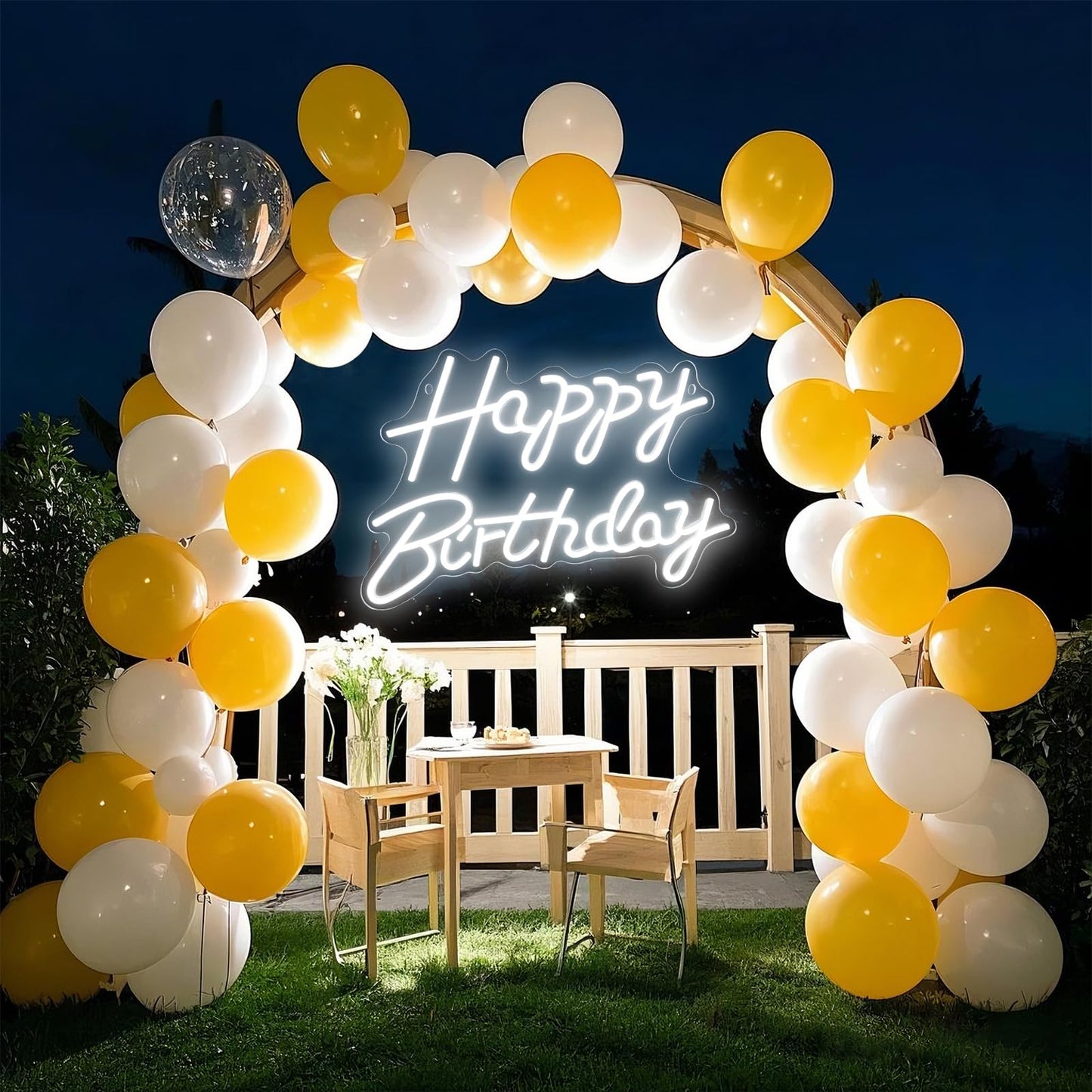 Happy Birthday Neon Signs for Party Decor Dimmable LED Birthday Neon Light for Wall Decor Light Up Happy Birthday Led Signs for Backdrop Birthday Any Ages Bday Celebration Decoration, White