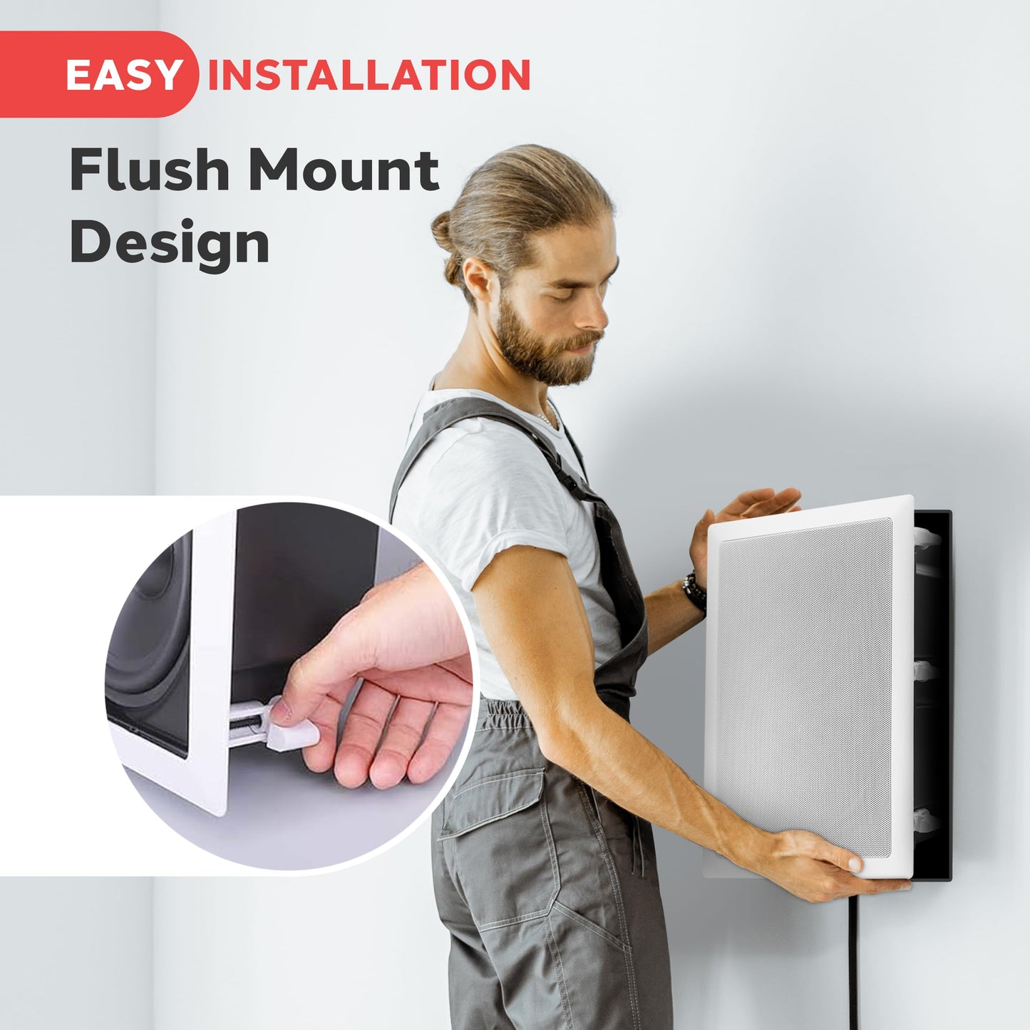 Pyle Ceiling Wall Mount Enclosed Speaker - 400 Watt Stereo In-Wall / In-Ceiling 8 Enclosed Full Range Deep Bass Speaker System -