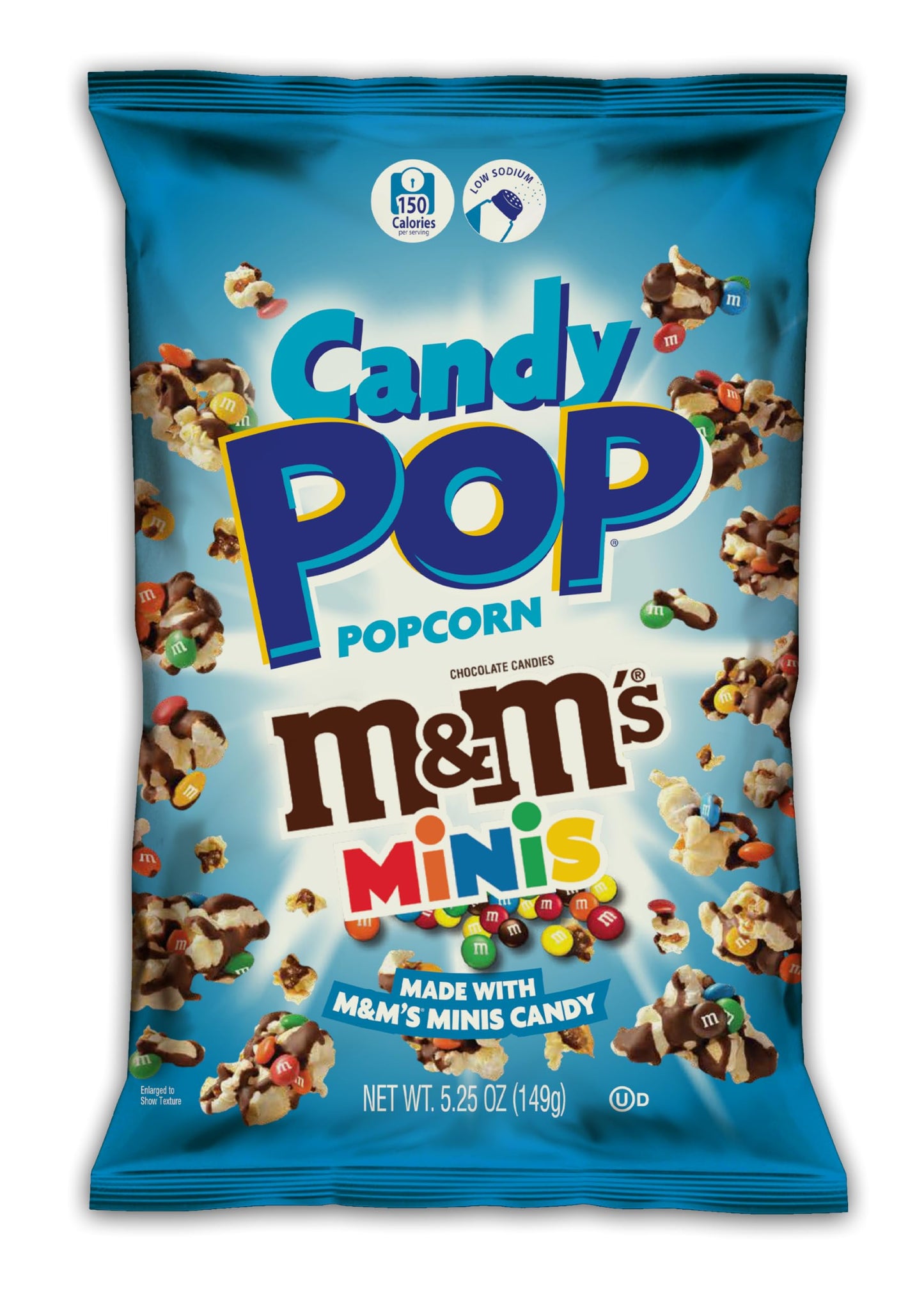 CANDY POP M&M Minis Candy Coated Popcorn (5.25oz bags) Made with Real M&M MinisCandy Pieces - Pack of 6