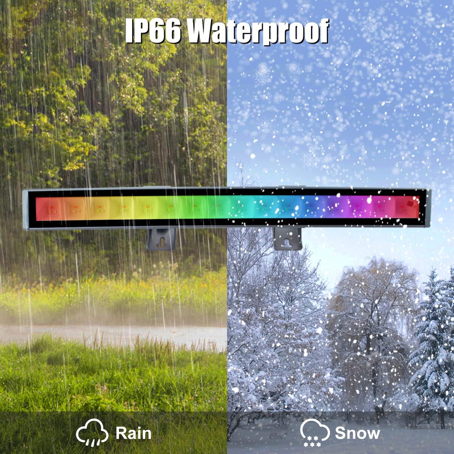 CREATESTAR RGB LED Wall Washer Light, IP66 Waterproof, 48W, Remote Control, Black, Model RGB-1
