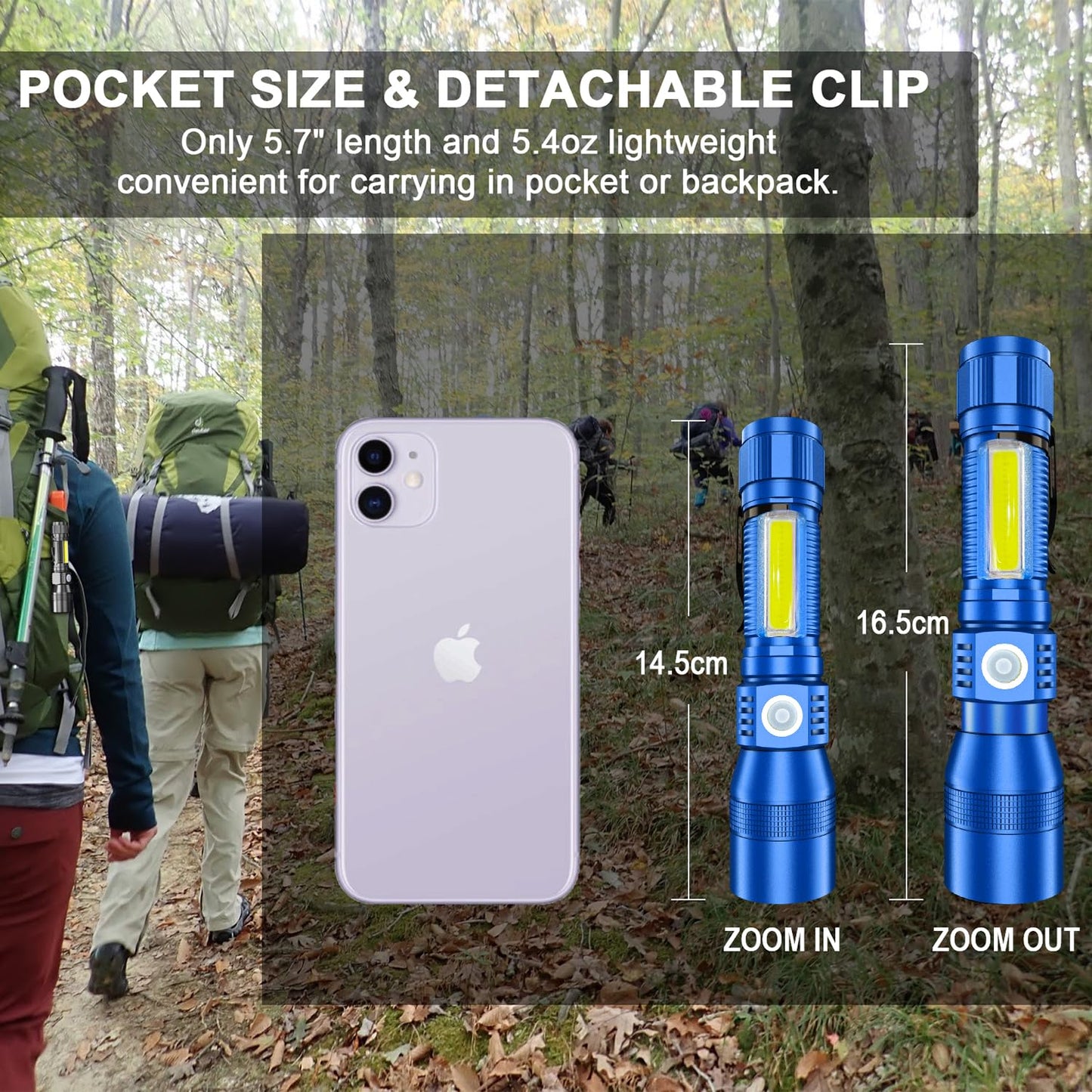 Spriak UV Flashlight Black Light, 2-Pack USB Rechargeable, 7 Modes, Waterproof, Aluminum, Blue, Model 2-Spriak-USB016-2PACKBlue