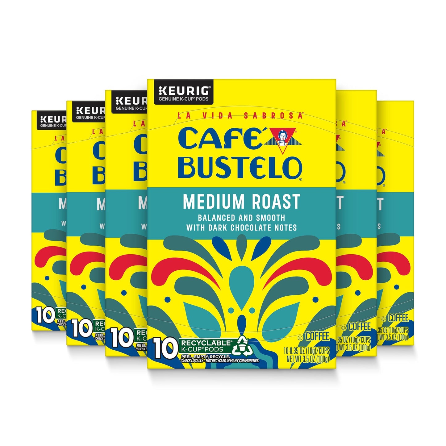 Caf? Bustelo Medium Roast Coffee 10 Ct. K-Cup pods (Pack of 6)