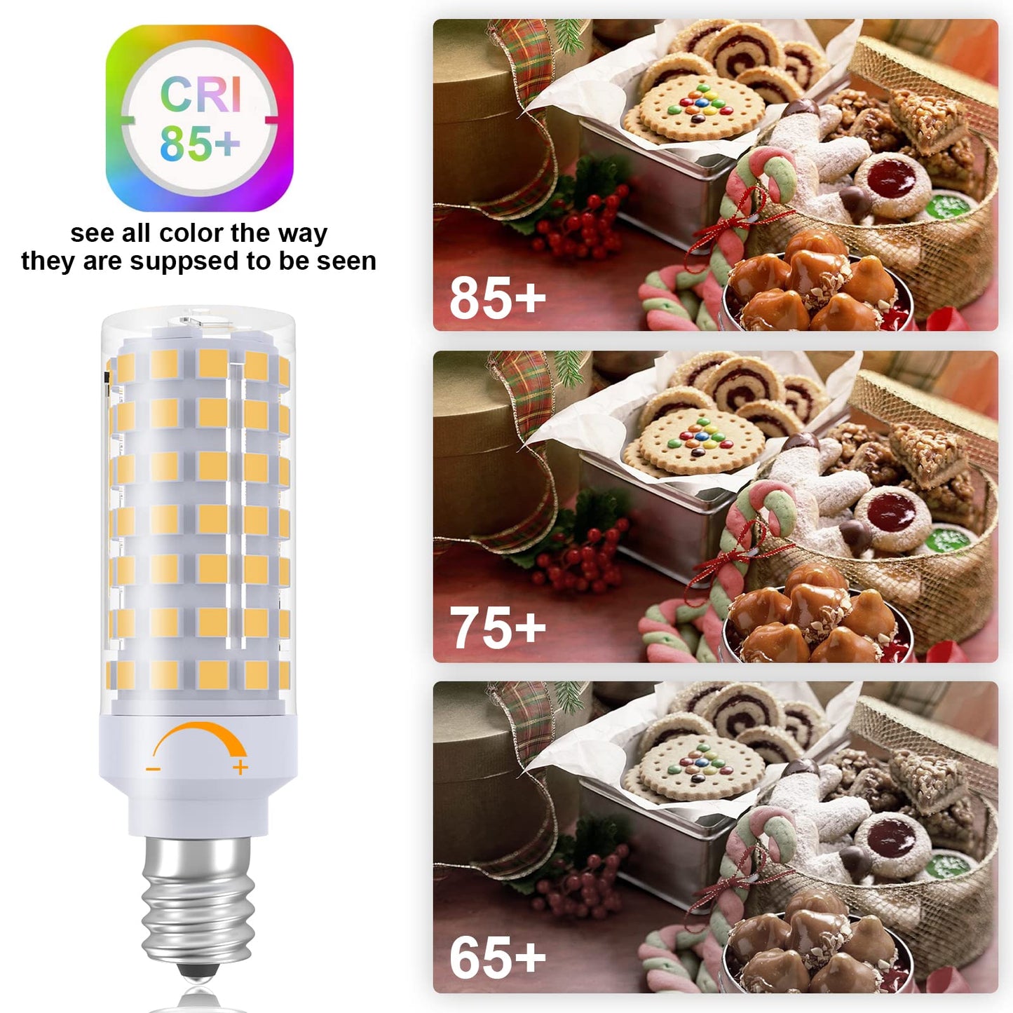 TAIYALOO E12 LED Bulb Dimmable 7W, Warm White 3000K, 6 Count Pack, Candelabra Replacement, Model E12-88-283
