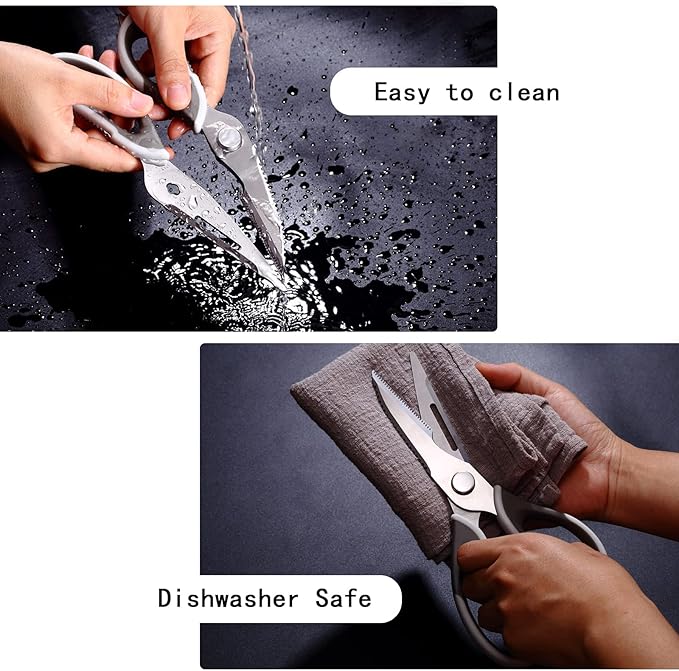 Kitchen Scissors for Food Heavy Duty, All Purpose Kitchen Shears that Come Apart Dishwasher Safe, Sharp Stainless Steel Cooking Scissors for Meat, Poultry, Fish (Grey)