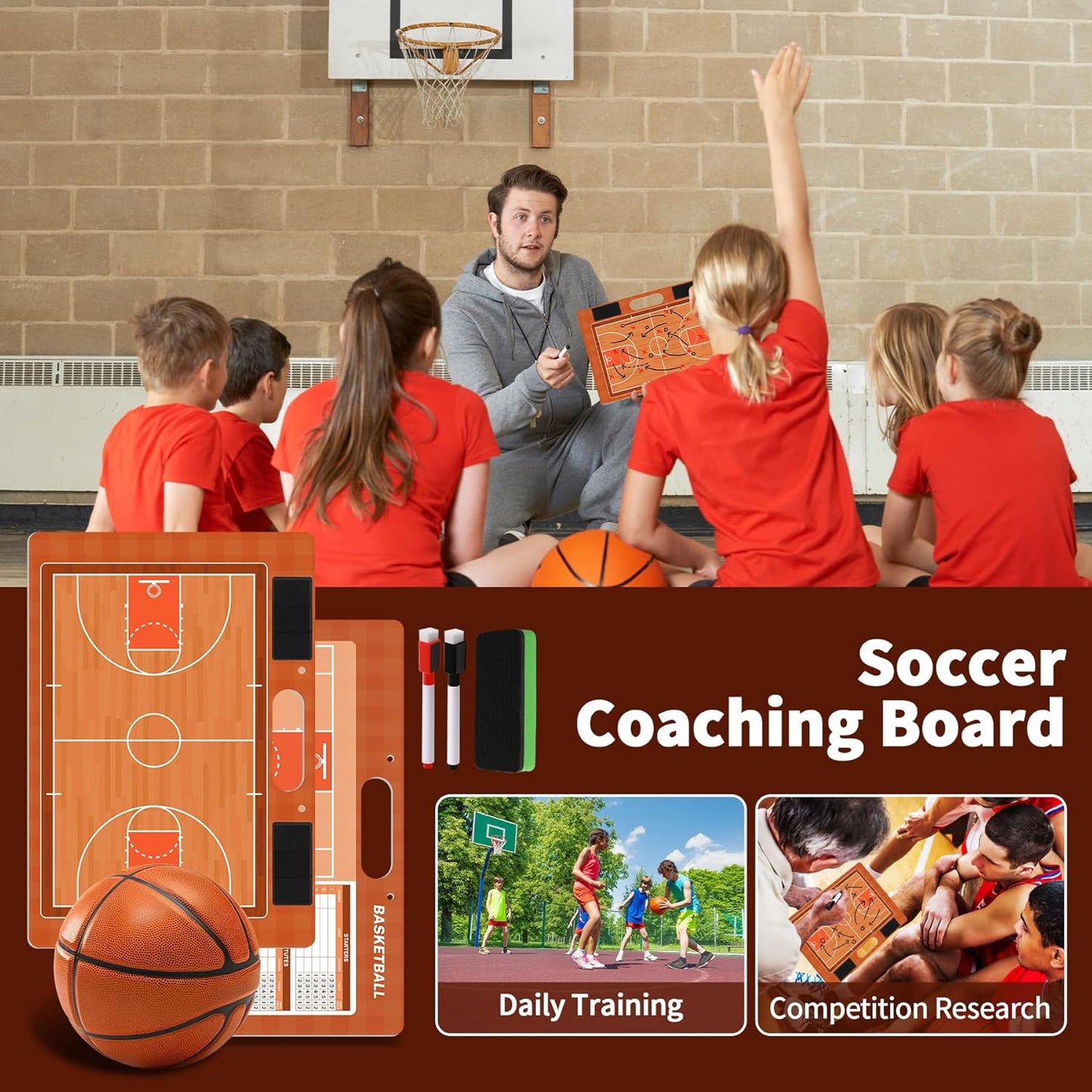 R2Depot Magnetic Coach Marker Boards, Dry Erase Double-Sided Coach Lineup Clipboard, Coaches Gift, Fit for Basketball, Football, Soccer, Baseball