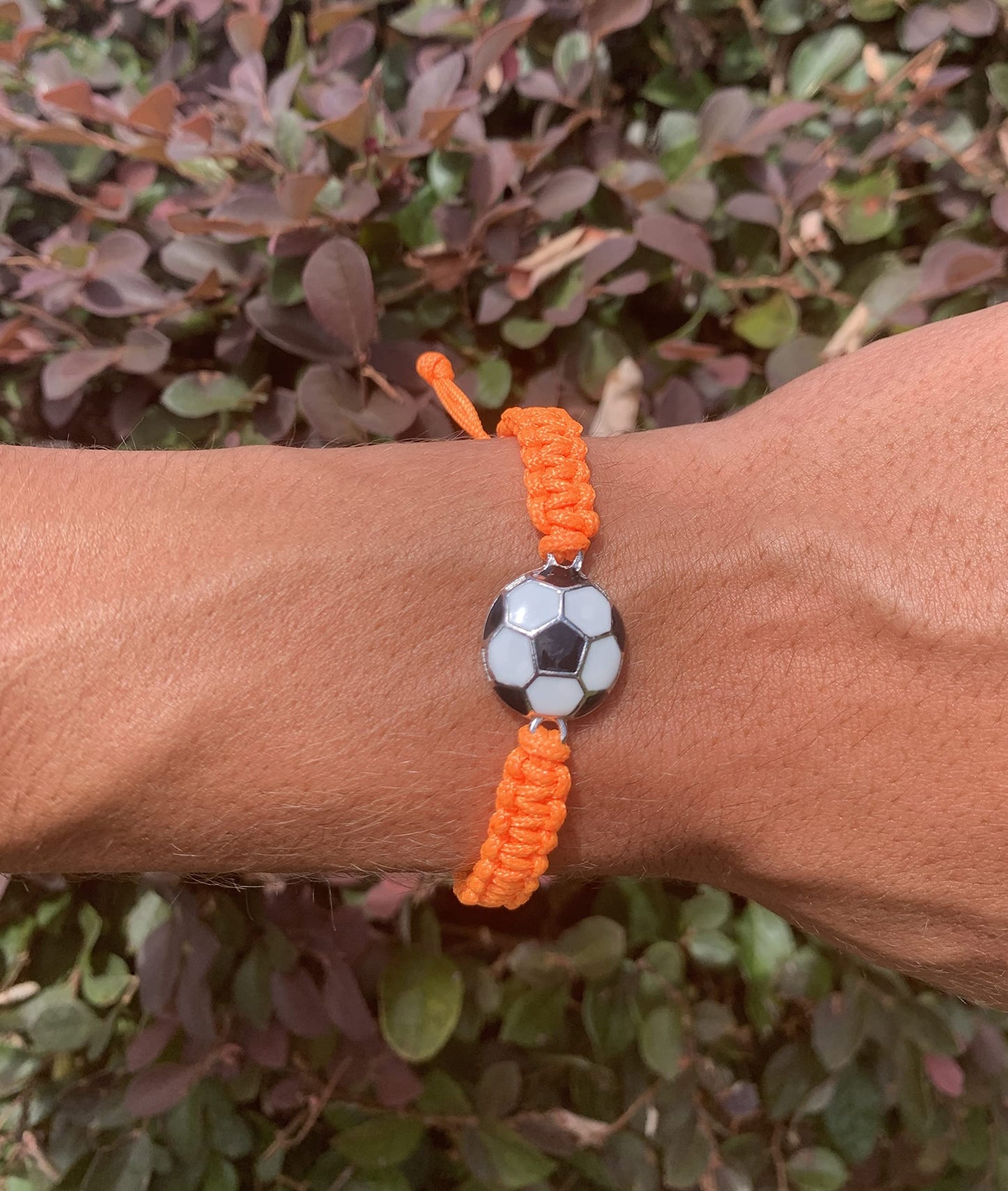 Soccer Bracelet, Soccer Jewelry, Adjustable Unisex Soccer Paracord Bracelets - Soccer Gift (Orange)