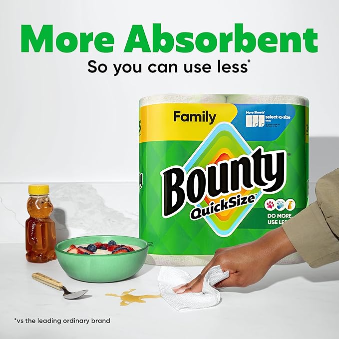 Bounty Quick-Size Paper Towels, White, 16 Family Rolls, Charmin Ultra Strong Clean Touch Toilet Paper, 18 Family Mega XL Rolls