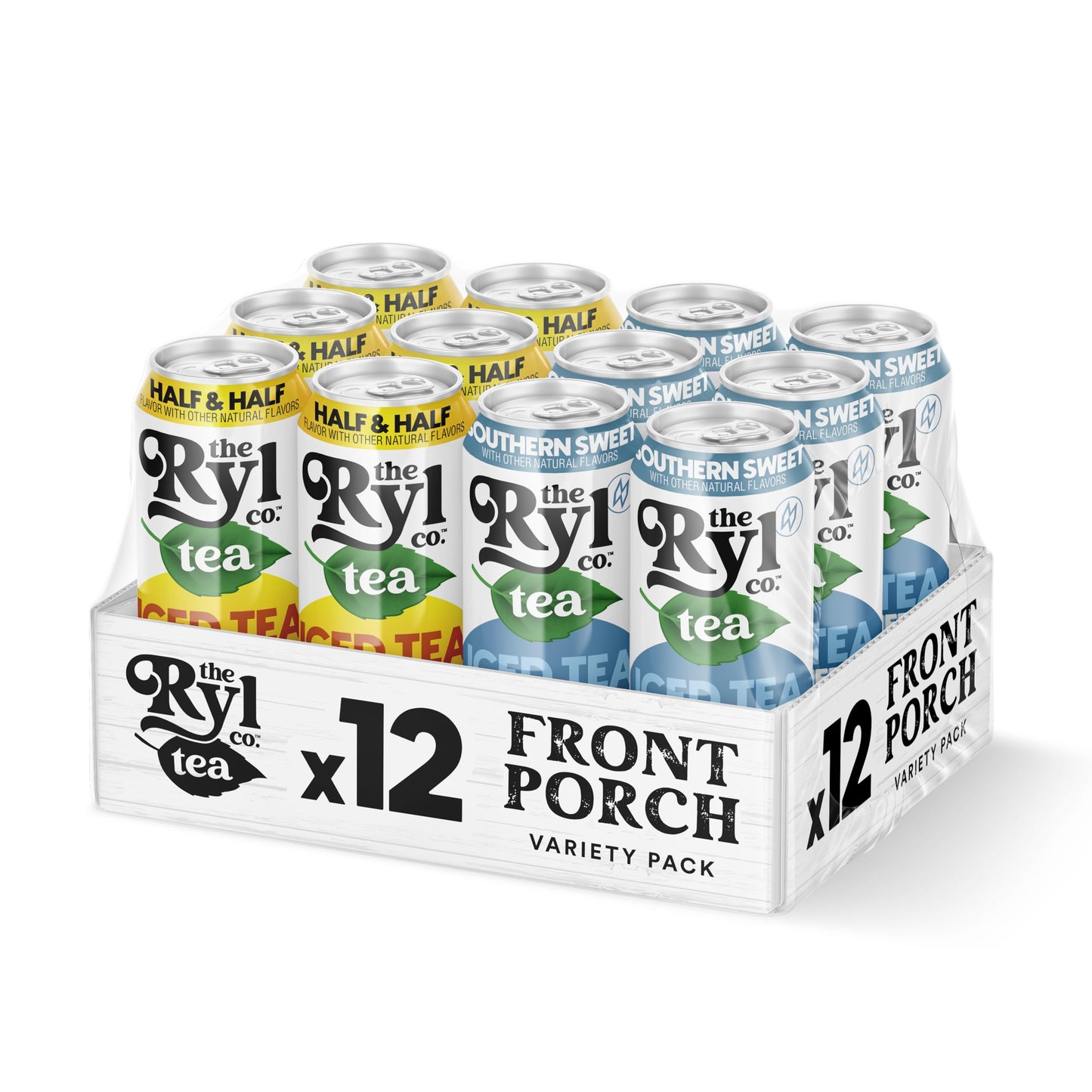 Ryl Iced Tea Front Porch Pack Sweet Tea and Half N Half - Antioxidant Superblend No Artificial Ingredients Zero Sugar Five Calories Low Carb Non-GMO Made in the USA 12-Pack 16 Fl Oz