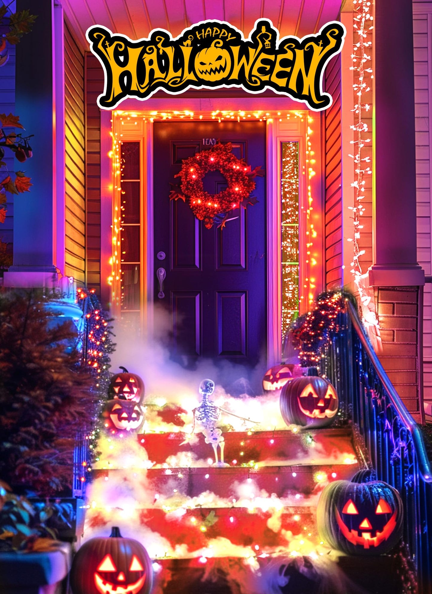 Brightown Orange Lights 19.6Ft 240 Led Solar Fairy Lights Halloween Lights Outdoor With 8 Modes Waterproof Twinkle Fall Light For Patio Yard Trees Party Black Wire