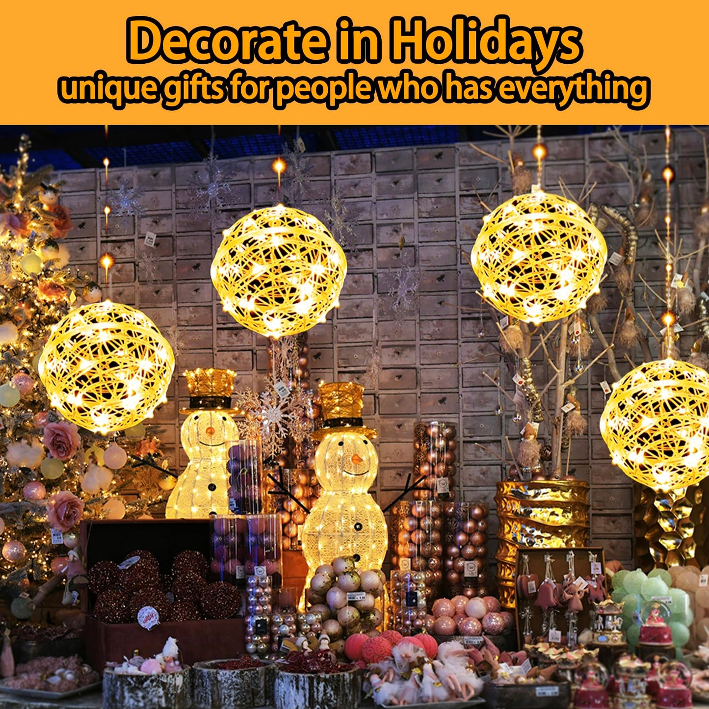 5 Pack 200Led Christmas Ball Lights For Tree Outdoor 8 Modes 7.87In Globe String Lights Waterproof Sphere Fairy Lights Outside For Window House Garden Yard Porch Indoor Decorations Warm White