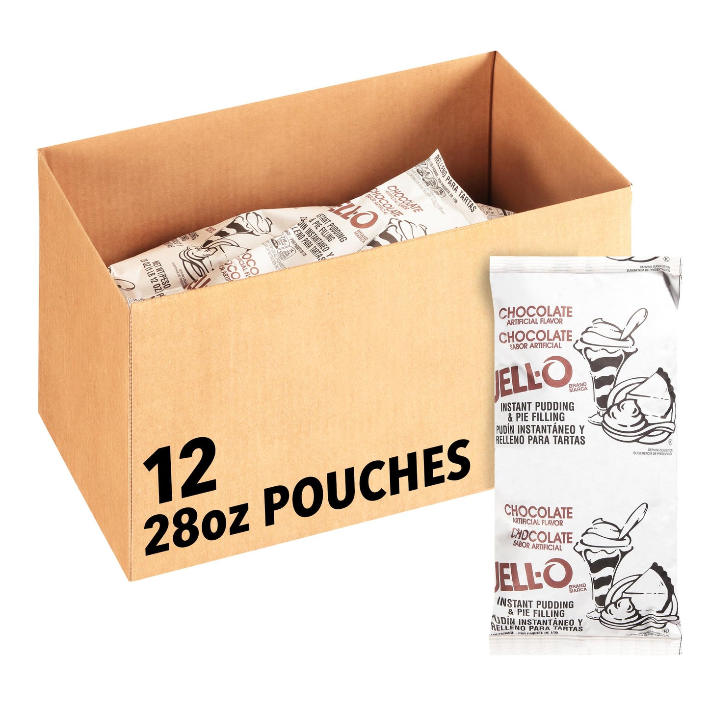 Jell-O Chocolate Instant Pudding & Pie Filling (12 ct Casepack, 28 oz Pouches)