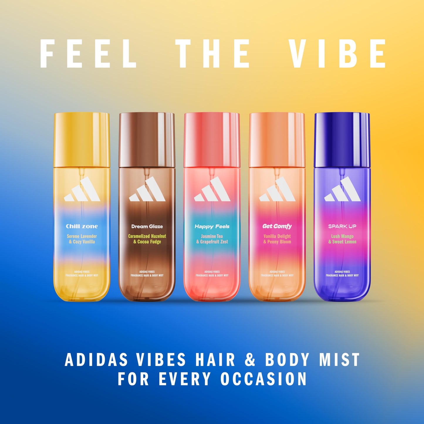 adidas Vibes Chill Zone Fragrance Hair & Body Mist for Women, Mood-Boosting, Notes of Lavender & Vanilla, For Any Occasion, 7.9o