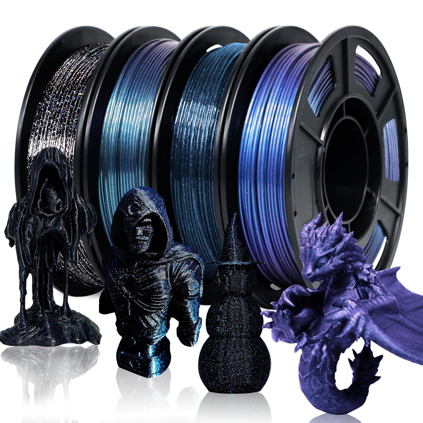 YOUSU 3D Printer Filament Galaxy PETG Filament 1.75mm +/- 0.02mm,Glow in The Dark Laser Chameleon Series 3D Printing Filament Bu