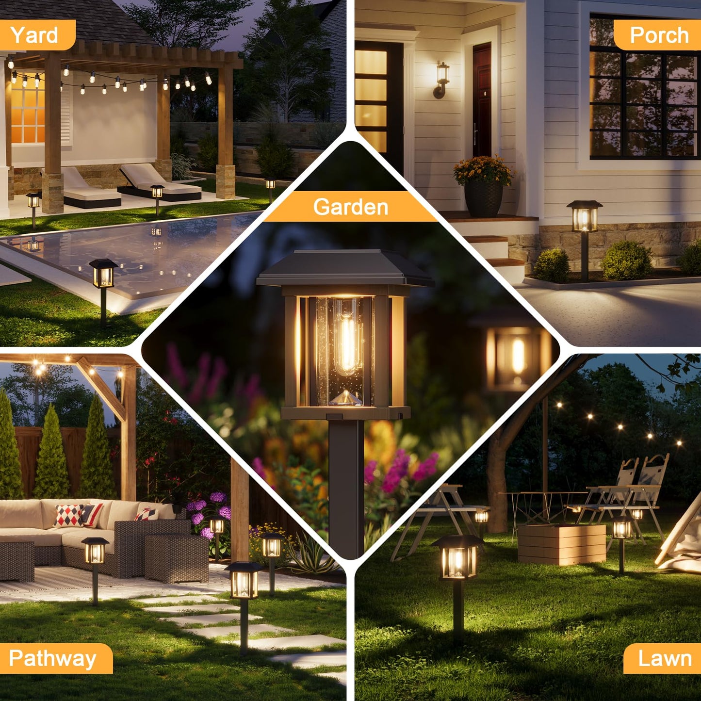 Xmcosy+ Solar Pathway Lights Outdoor Waterproof Ip65 - Dual-Tone 25 Lm Led Solar Garden Lights For Yard Glass Outdoor Lighting For Garden Patio Yard Landscape Walkway Driveway Lawn Decor (Warm White)
