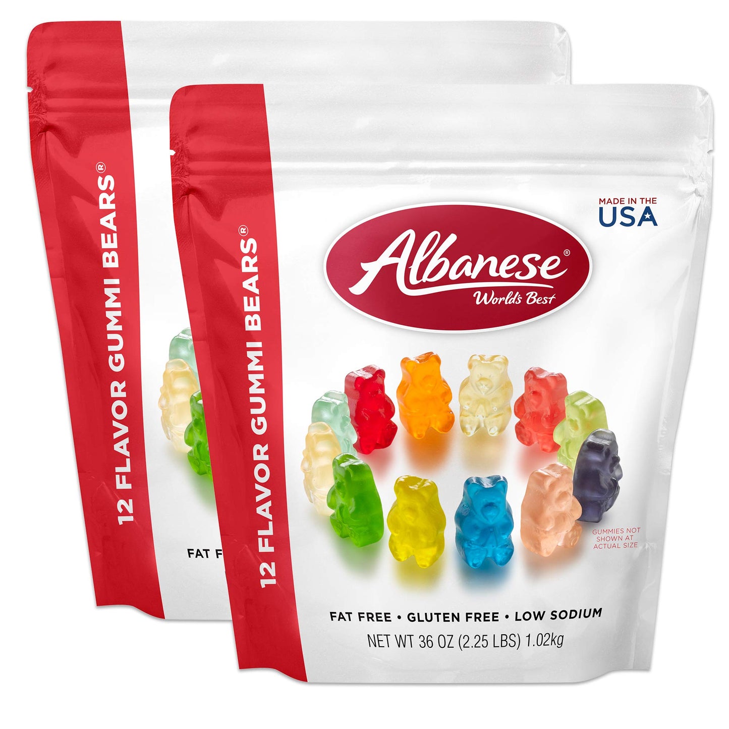Albanese World s Best 12 Flavor Gummi Bears | 2 Pack - 36oz Bags of Candy | 12 Unique Flavors, Gluten Free, Fat Free, Soft Gumm