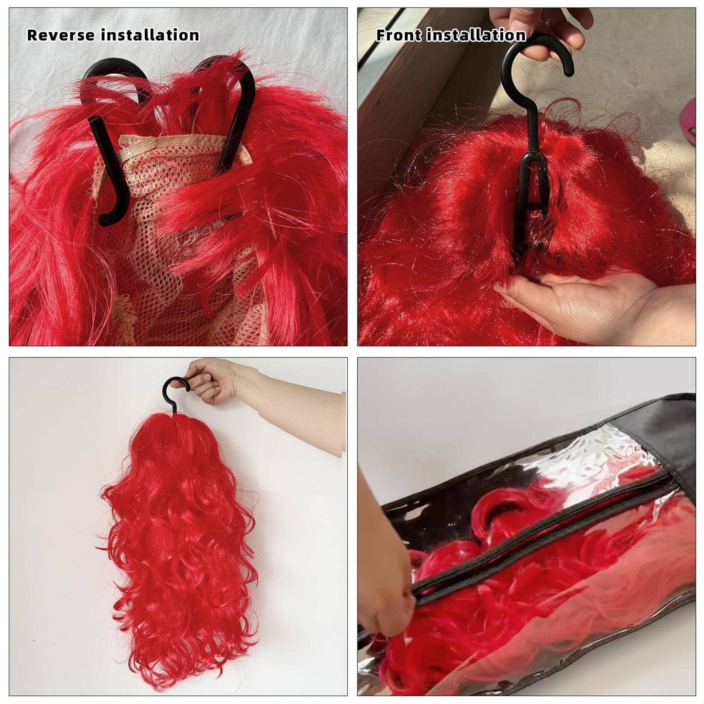 8PCS Hair Extension Holder & Wig Storage Bags with Hanger - Dust-Proof Organizer for Multiple Wigs for Hair Extensions, Wigs & A