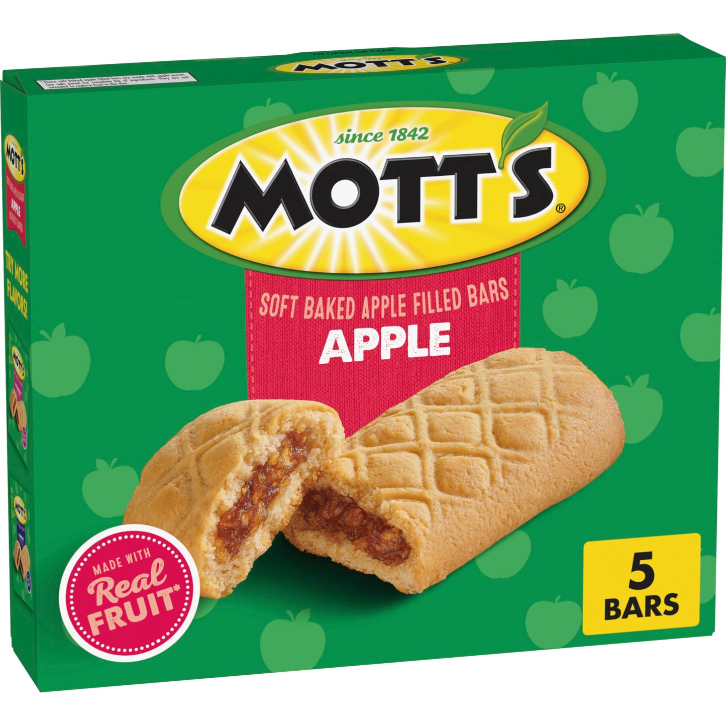 Motts Soft Baked Apple Filled Bars, Apple Flavor Snacks, Made with Real Fruit, 5 Ct, 6.55 oz