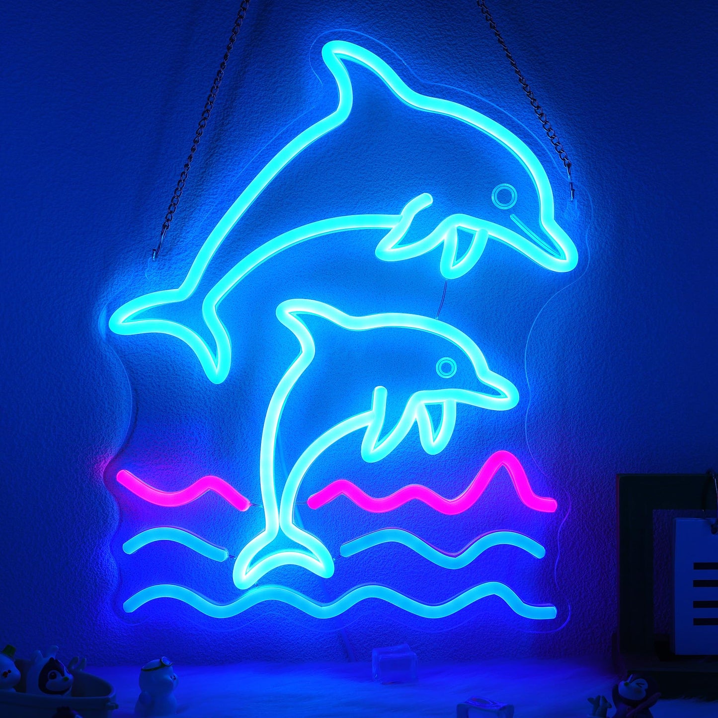 CoolGift Mart Dolphin Neon Sign, Dolphin Lamp Wall Decor, Dimmable Birthday Party Decorations for Home, Patio, Garden, Bars, Res