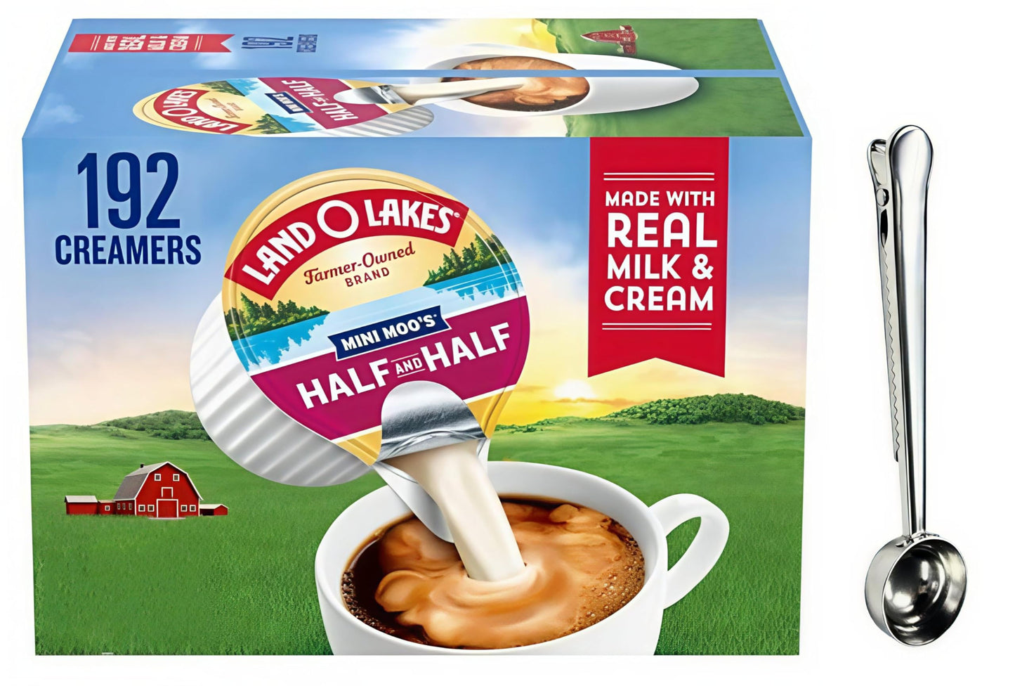 Mini Moos Half and Half Creamer Singles, Land Coffee Creamer Singles, 192 Count, No Refrigeration Needed