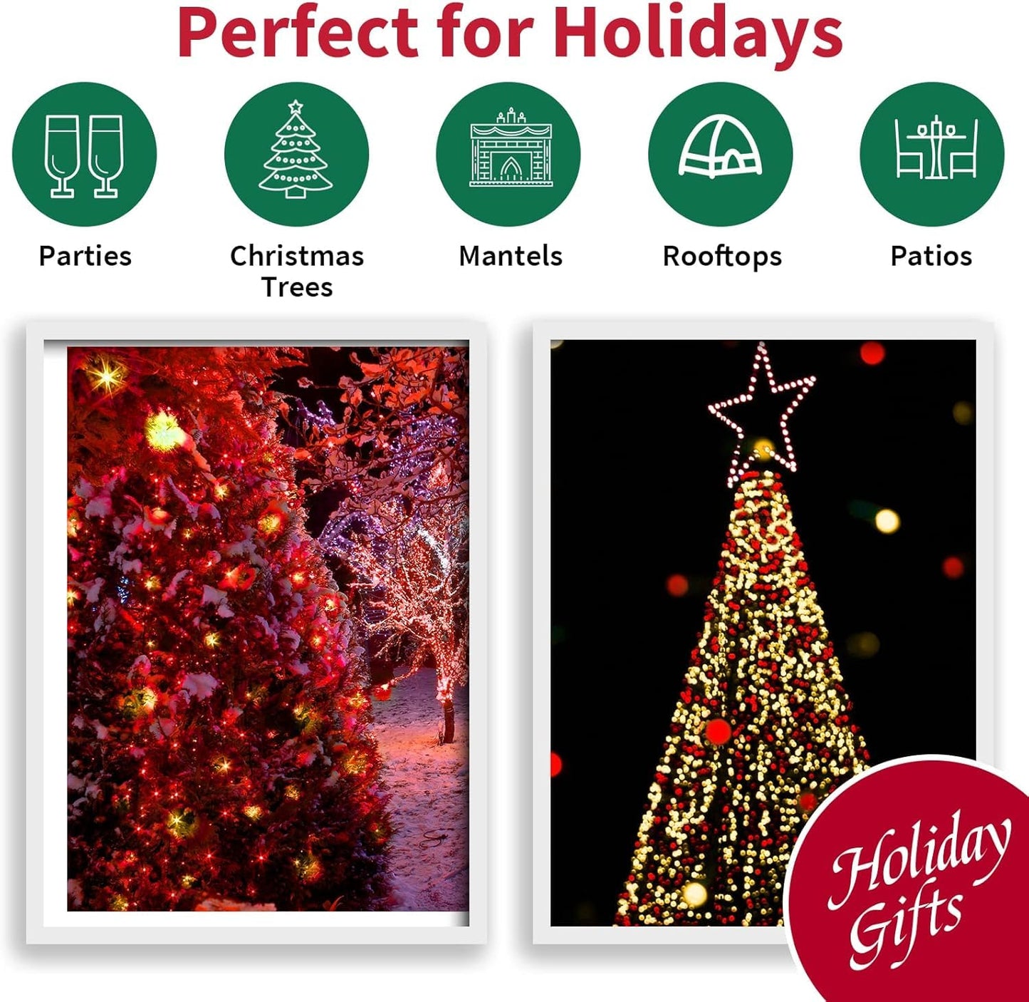 Lamphome 100 Count Red Clear Christmas Lights Green Wire 20Ft Incandescent Holiday String Light Set For Indoor Outdoor Use Christmas Tree Halloween Valentine Wedding Lighting Decoration