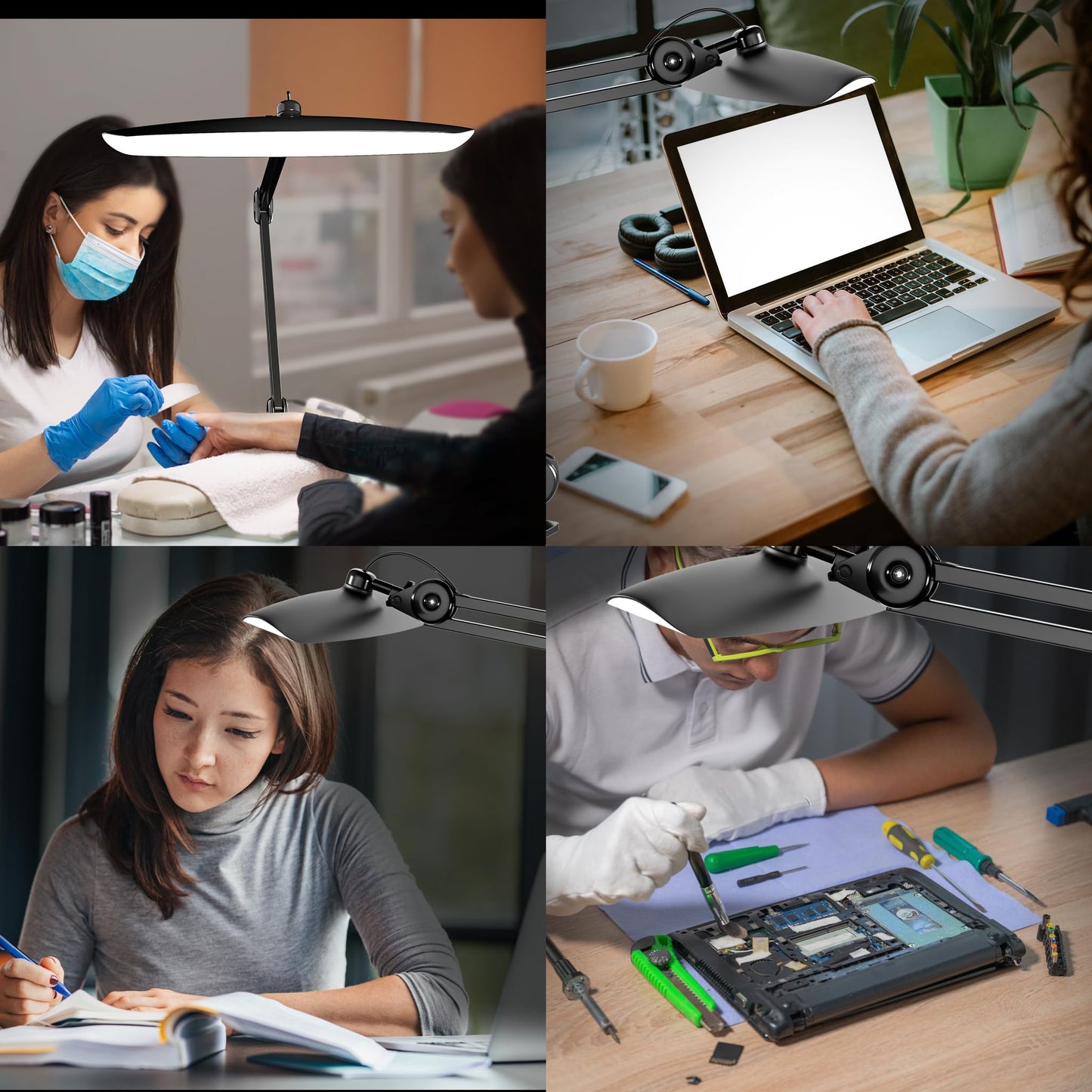 Gelpal 3000 Lumens Adjustable Led Desk Lamp & Task Lamp - Bright Dimmable Lighting For Office Crafts Nails &Salon Hobbies With Clamp (Cct Black)