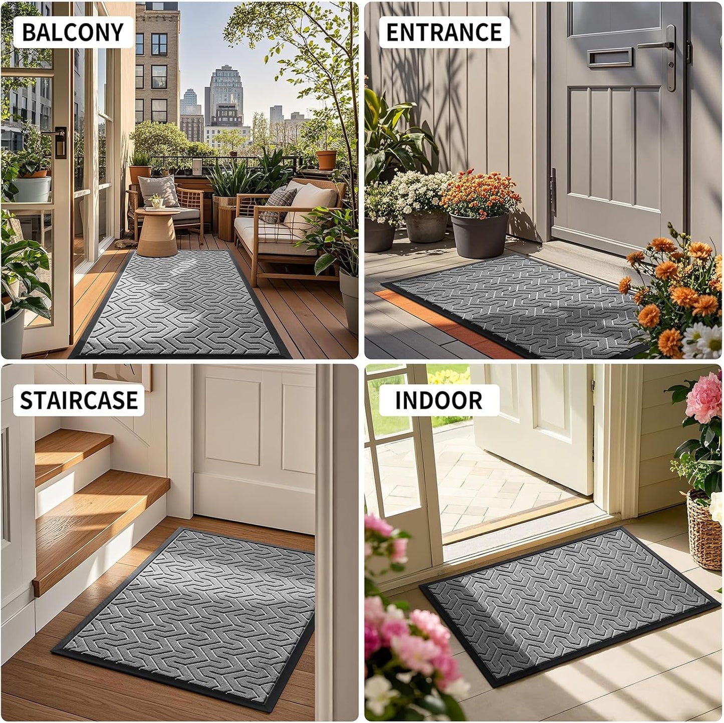 Yimobra Large Door Mat Outside Entrance 36x24, Waterproof Heavy Duty Outdoor Mats for Front Door, Non Slip Rubber Entry Mat for Garage Patio Indoor, Easy Clean, Grey