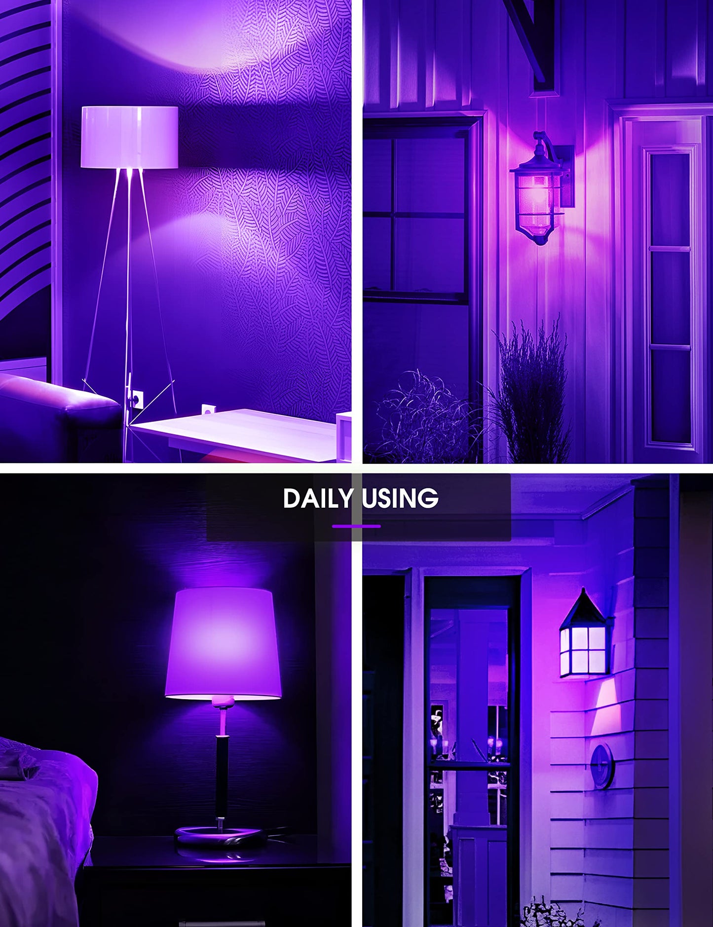 L LOHAS LED Purple LED Light Bulbs A19 9W E26 Base 2 Pack for Outdoor Christmas Decor