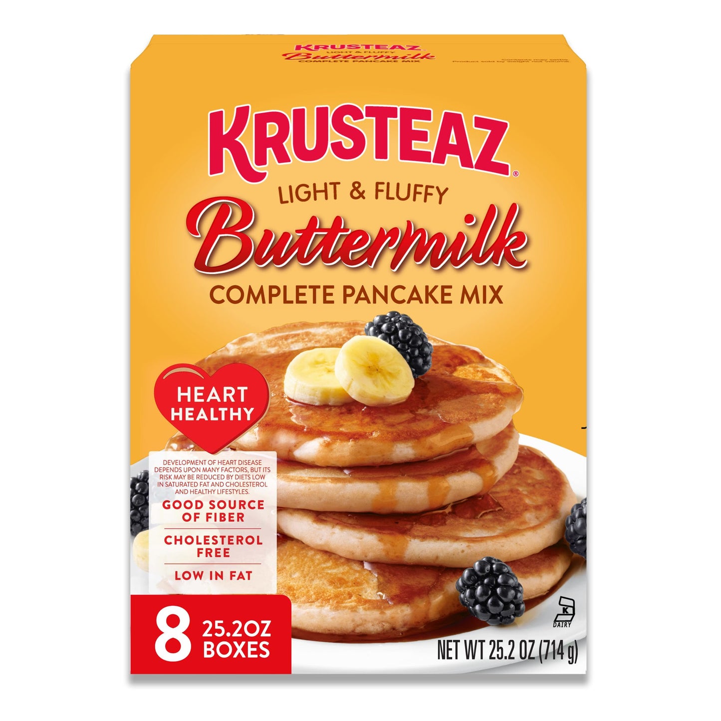 Krusteaz Heart Healthy Buttermilk Pancake and Waffle Mix Light & Fluffy 25.2 oz Boxes (Pack of 8)