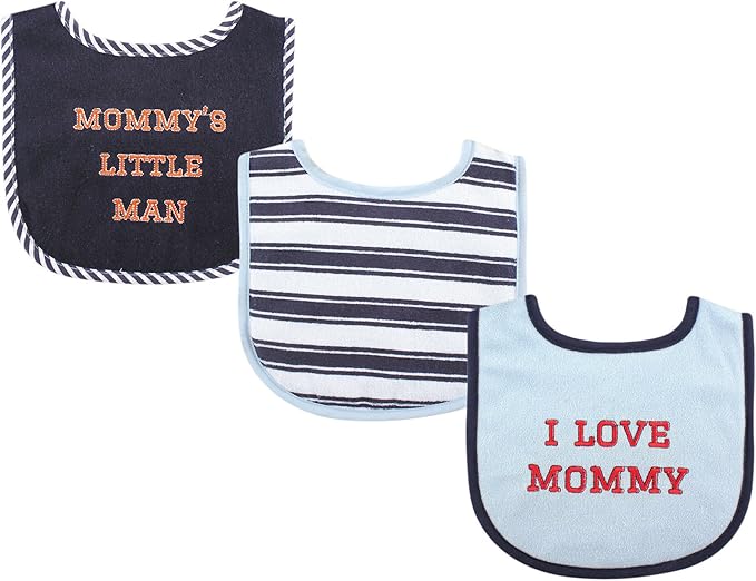 Luvable Friends Unisex Baby Cotton Terry Drooler Bibs with Fiber Filling