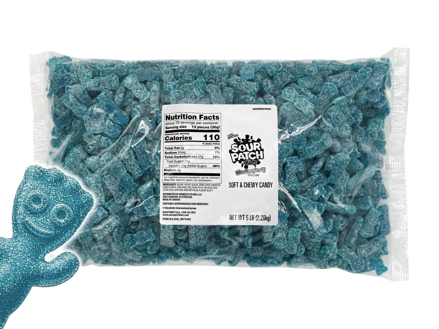 Blue Raspberry Sour Gummies - Bulk 5 LB Bag Kid-Shaped Chewy Candy for Parties Buffets Halloween & Snacking