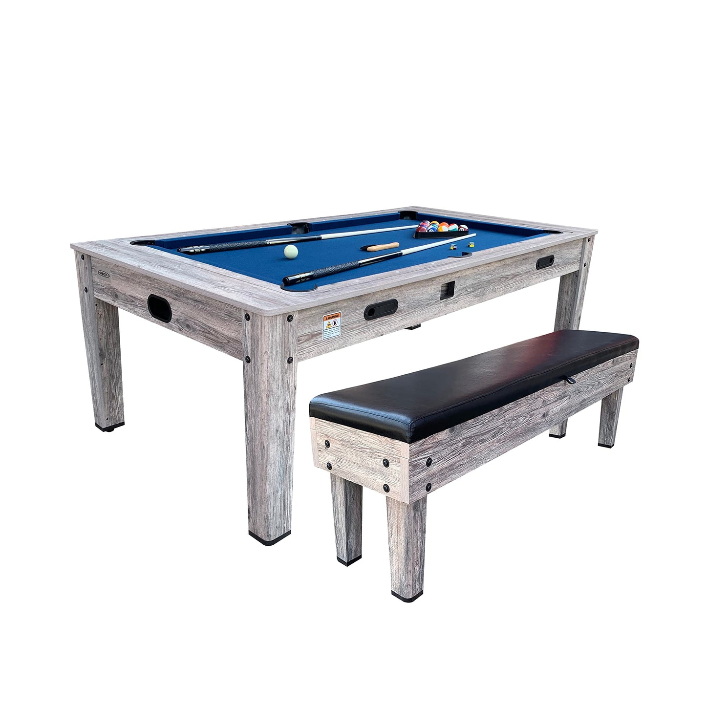 RACK Luxor 7.5-Foot 4-in-1 Multi-Game Swivel Billiard/Pool Table (Blue Felt with 1 Bench) ā Pool Table, Table Tennis, Air Hockey & Dining Table ā Portable Multi Game Table for Adults & Kids