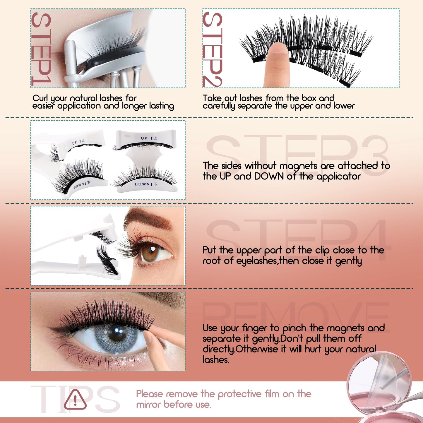 GEMERRY Magnetic Eyelashes with Applicator Magnetic Lashes Natural Look No Glue Needed Lash Kit DIY at Home for Beginners