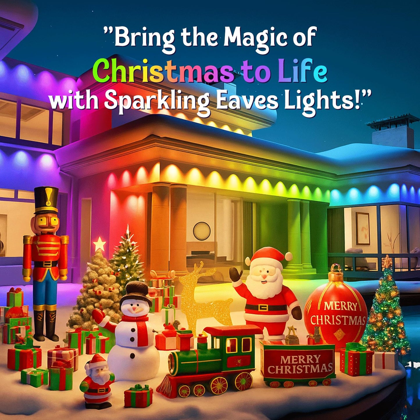 HUTAKUZE Outdoor Christmas Lights, 50ft RGB LED, IP67 Waterproof, Smart APP & Remote Control, Multicolor, Model C5113