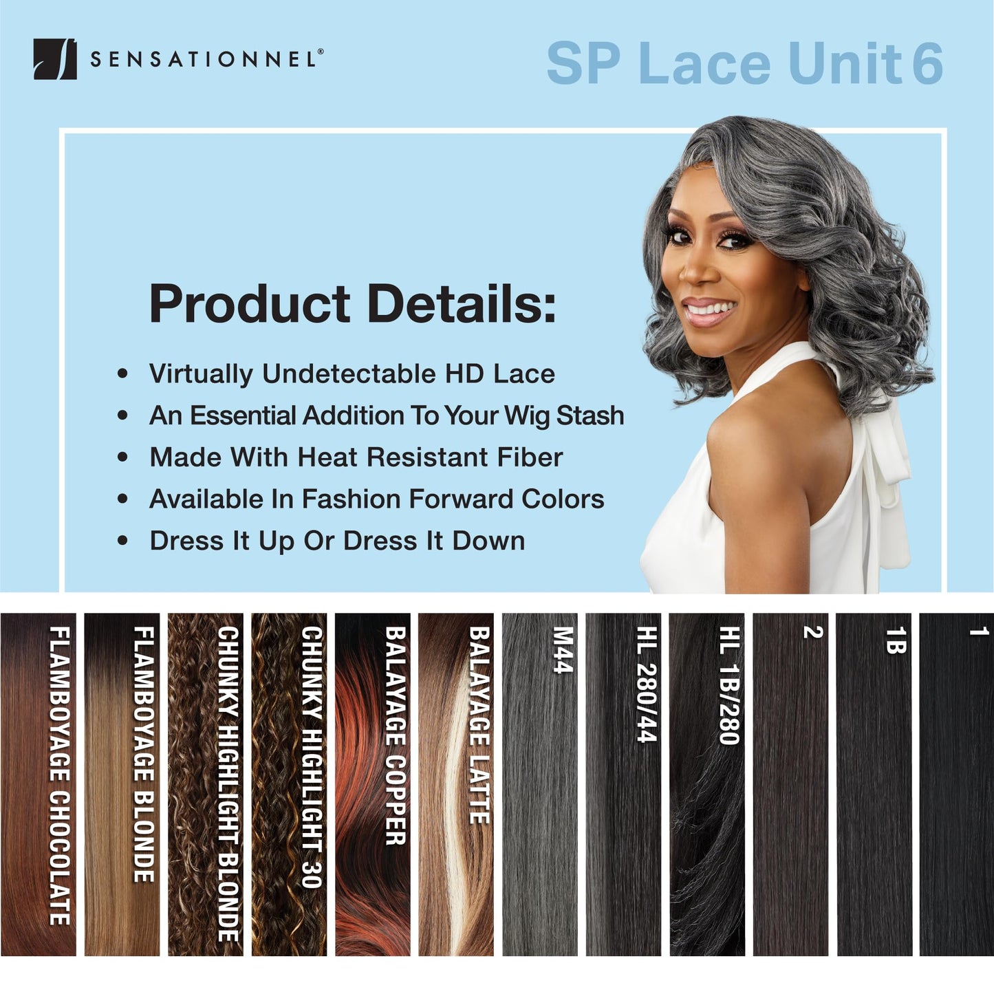 Sensationnel Dashly Lace Saltandpepper Wig - Sp Unit 6 Hand Tied Laceparting Ear to Ear Synthetic (BALAYAGECOPPER)