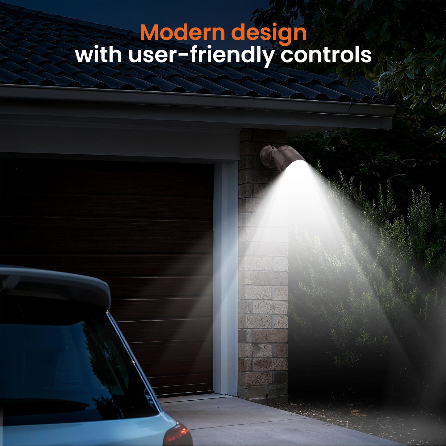 Mecanto 2 Pack Motion Sensor Light Outdoor Battery Operated, 4000mAh Rechargeable 600 Lumen Battery Outside Lights Spotlight, IP65 Waterproof for Porch, Garage, House