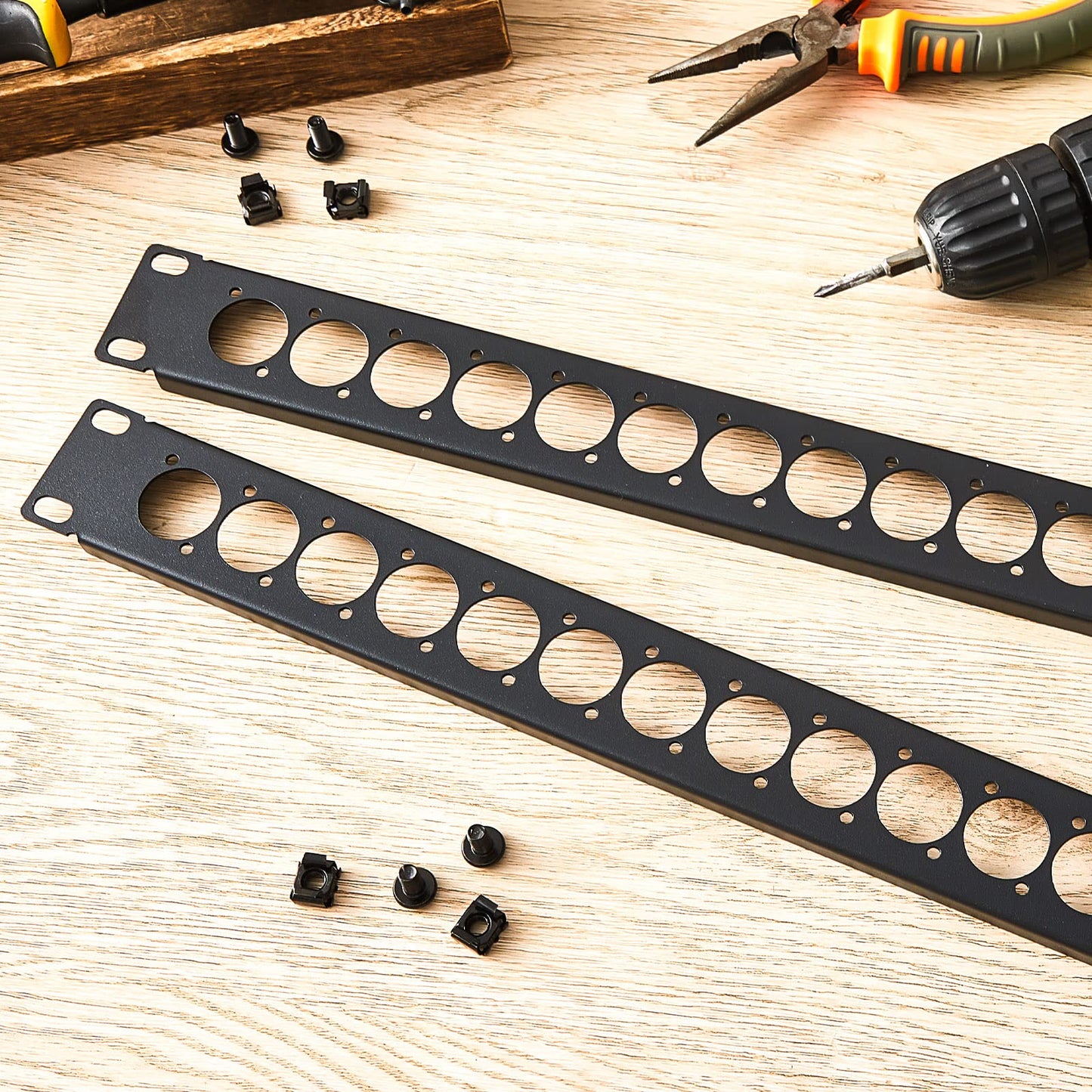 4 Pcs 1U Rack Panel Xlr Hdmi Audio Rack Mount Panel Connectors With M6 Screws Metal Punch Out Component Panel For Audio Enclosur